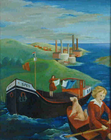 A.5187; Het binnenvaartschip Spes; schilderij