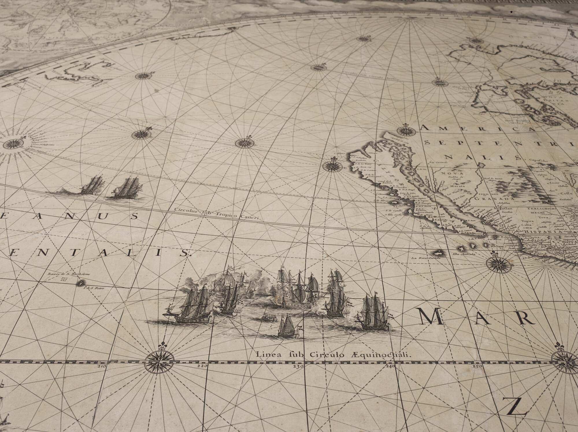 S.0864; Wandkaart van de wereld door Joan Blaeu uitgegeven ter gelegenheid van de Vrede van Münster, 1648; wandkaart