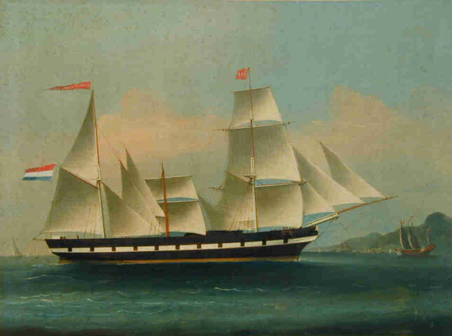 S.1603(70); Het barkschip Admiraal Piet Hein; schilderij