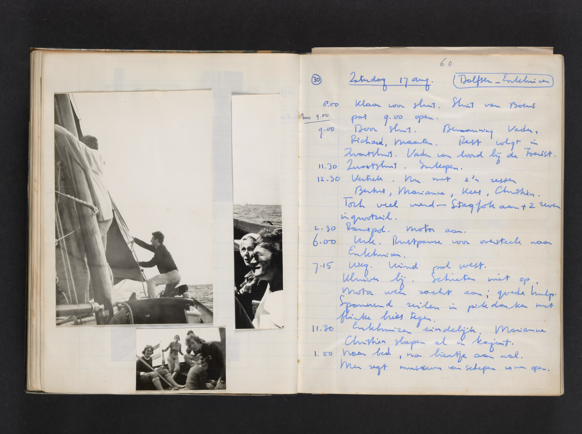 2017.0802; Logboek c.q. fotoalbum van reizen met zeeschouw Grutto (II) in Nederland, Duitsland en Denemarken, 1973-1974; logboek