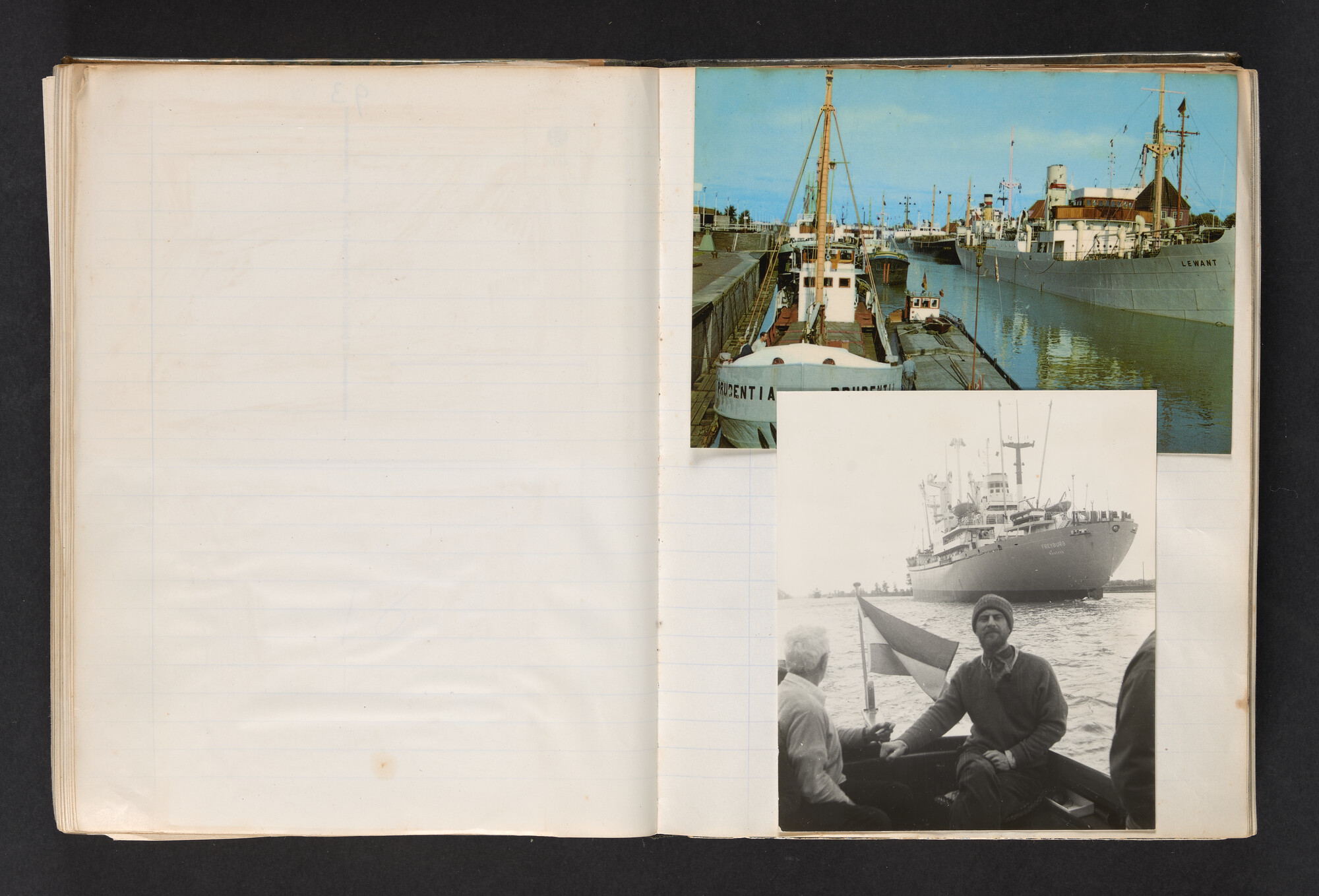 2017.0802; Logboek c.q. fotoalbum van reizen met zeeschouw Grutto (II) in Nederland, Duitsland en Denemarken, 1973-1974; logboek