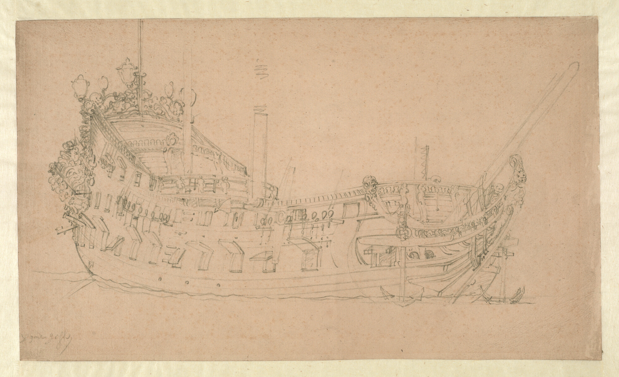 A.0149(0033); Het oorlogsschip Schielant; tekening