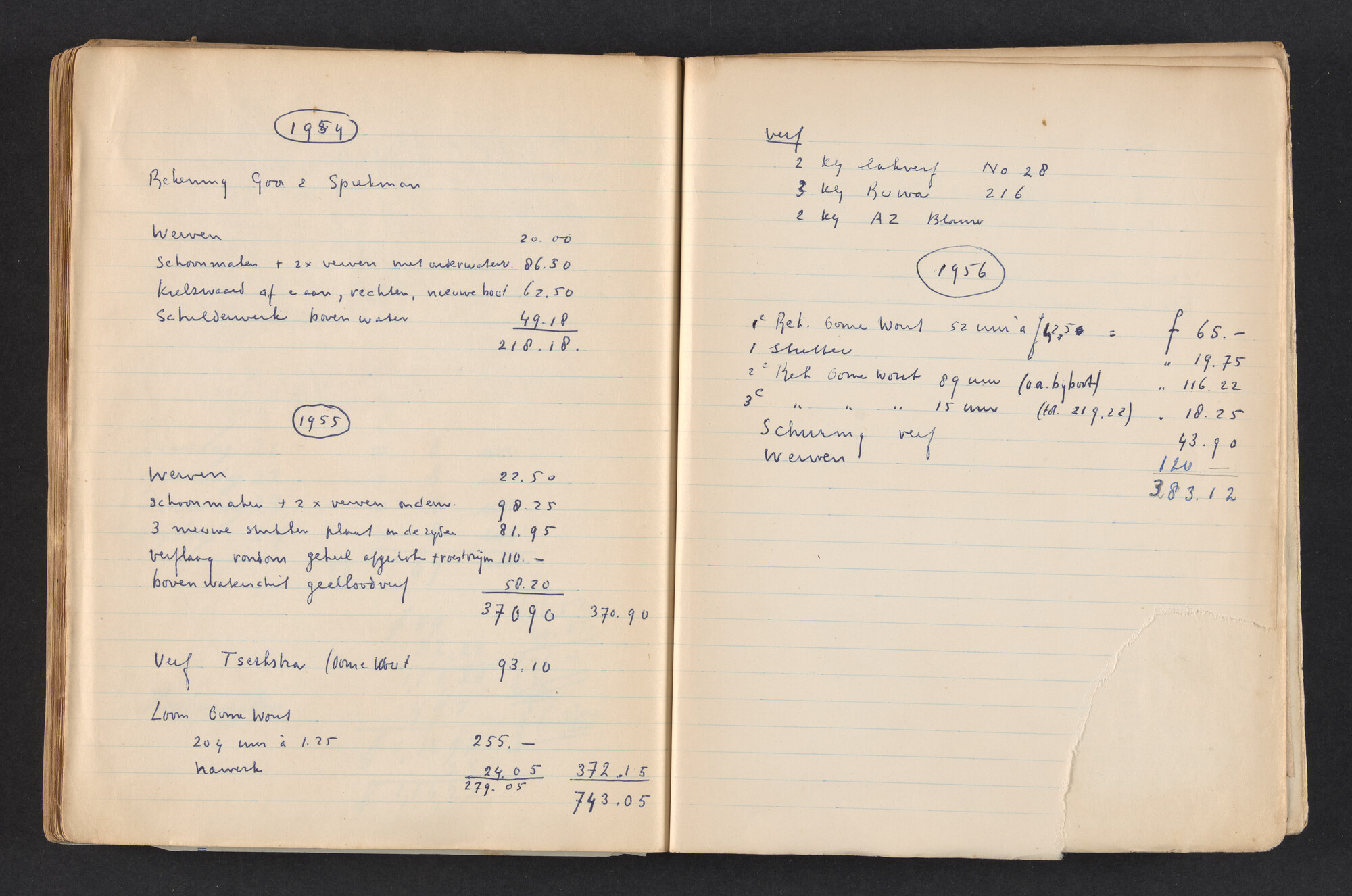 2017.0792; Logboek c.q. fotoalbum van reizen met zeeschouw Grutto in Nederland, 1955-1957; logboek