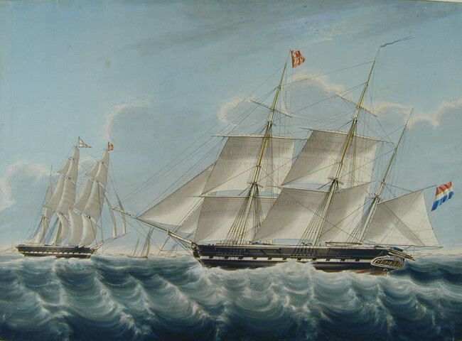 A.0149(0459); Het barkschip 'Louisa Christina'; tekening