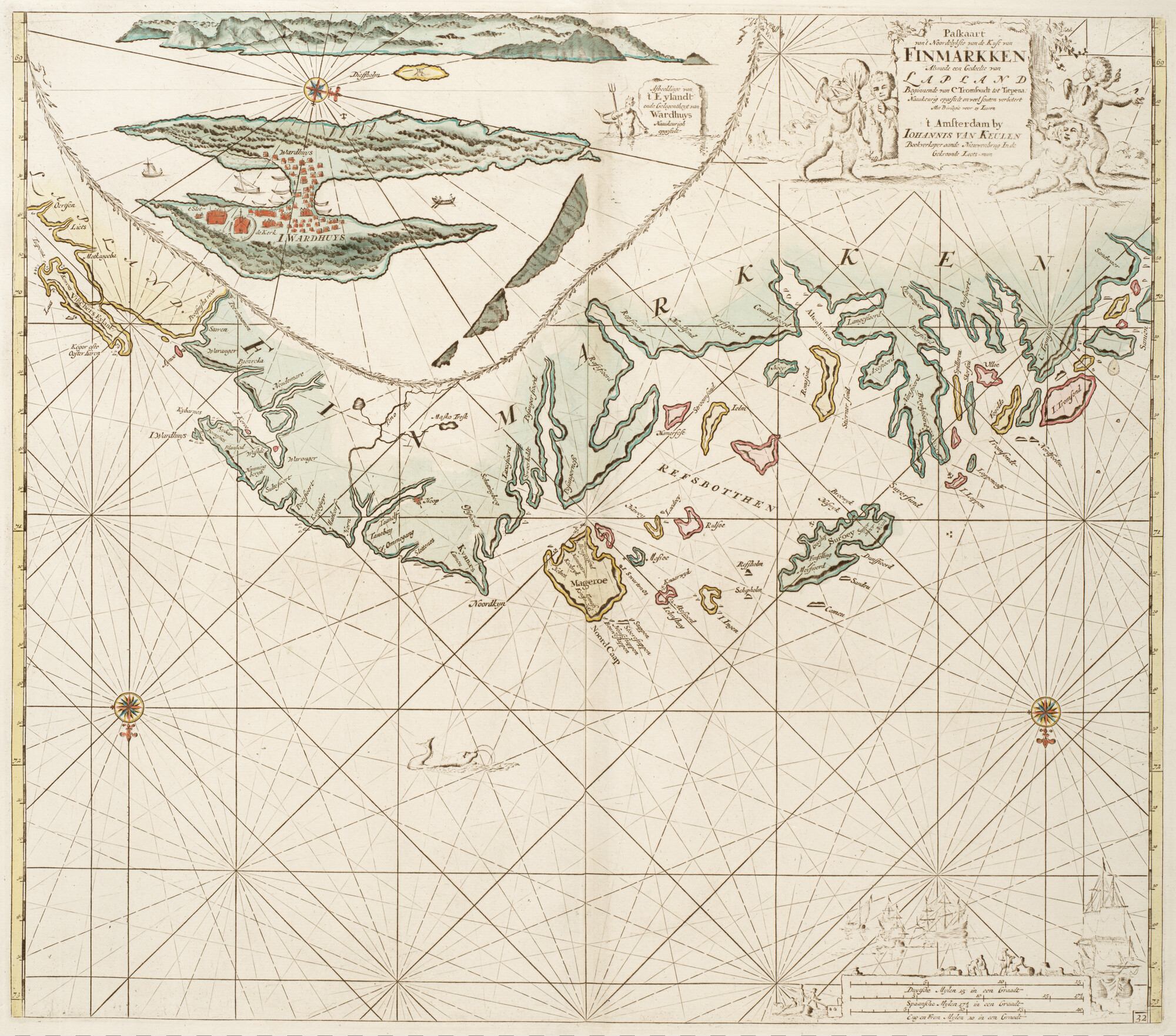 B.0032(109)1 [kaart 051]; Paskaart van een gedeelte van de kust van Finmarken in Noorwegen; zeekaart