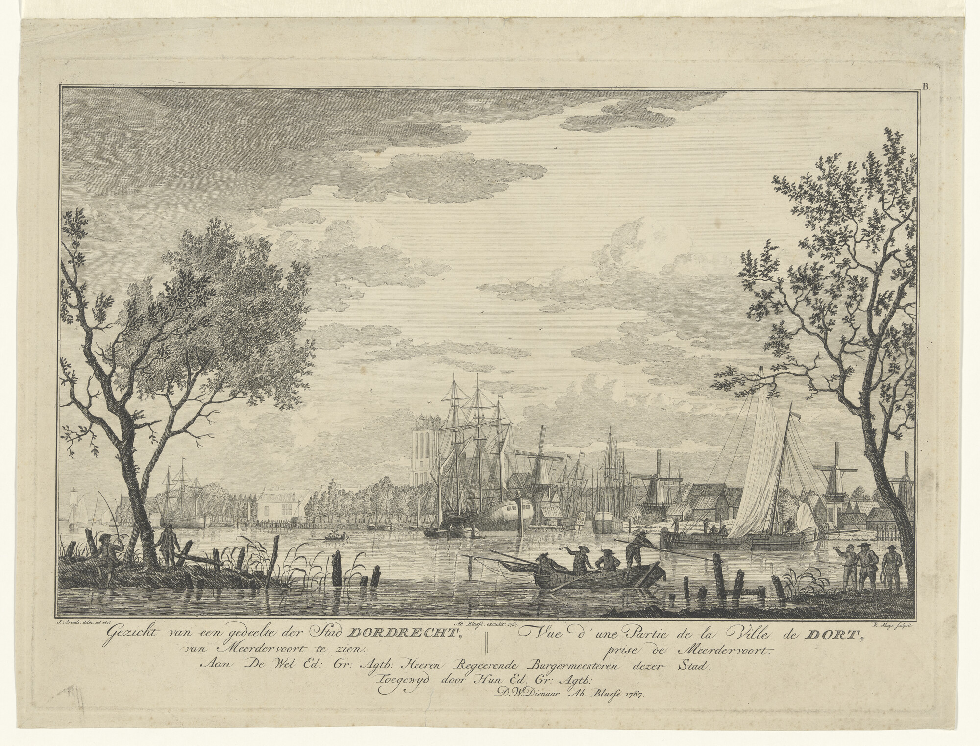 A.2855(10) [nr 0002]; Gezicht op Dordrecht; prent