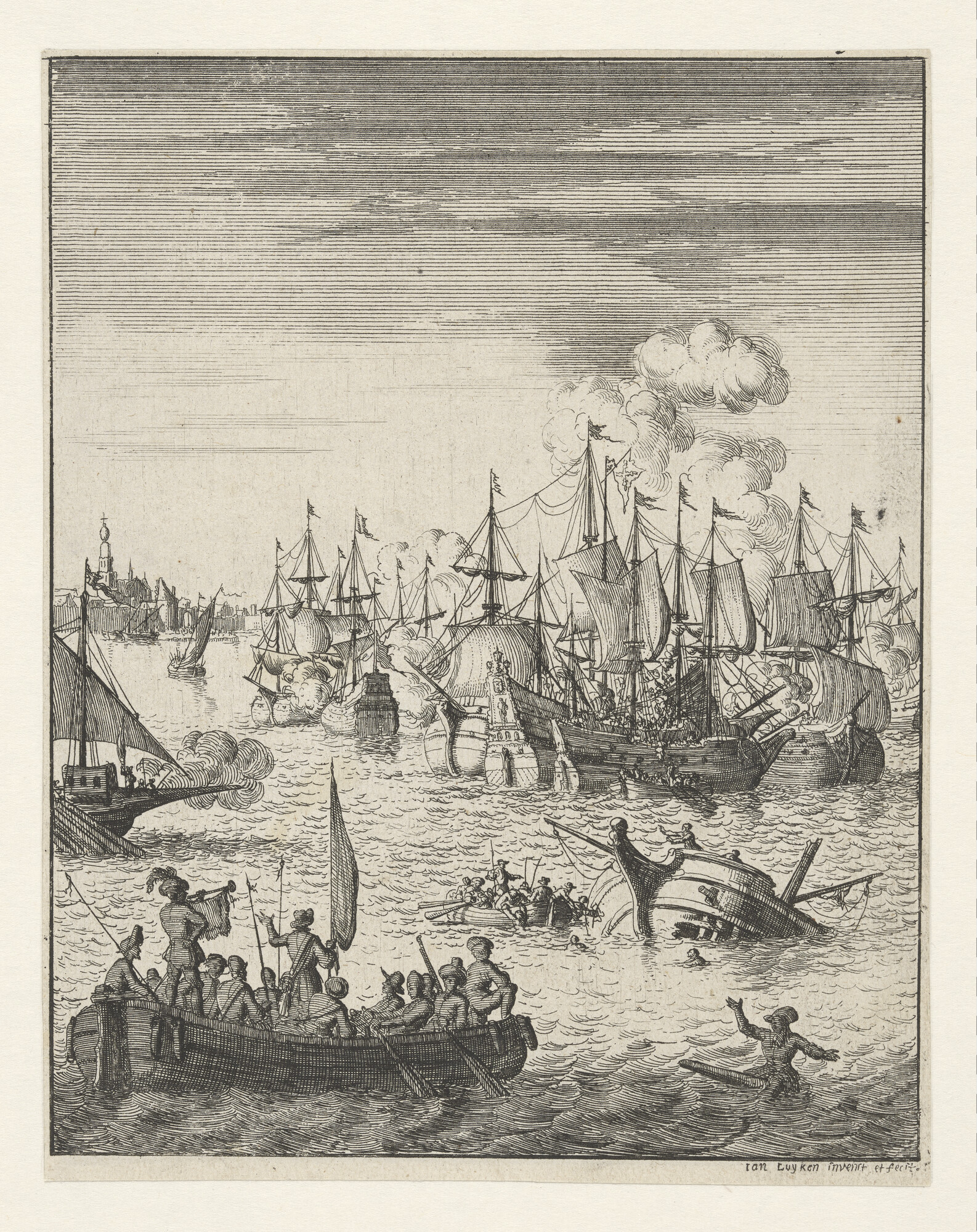 A.3059(02); Slag op de Zuiderzee, 1573; prent