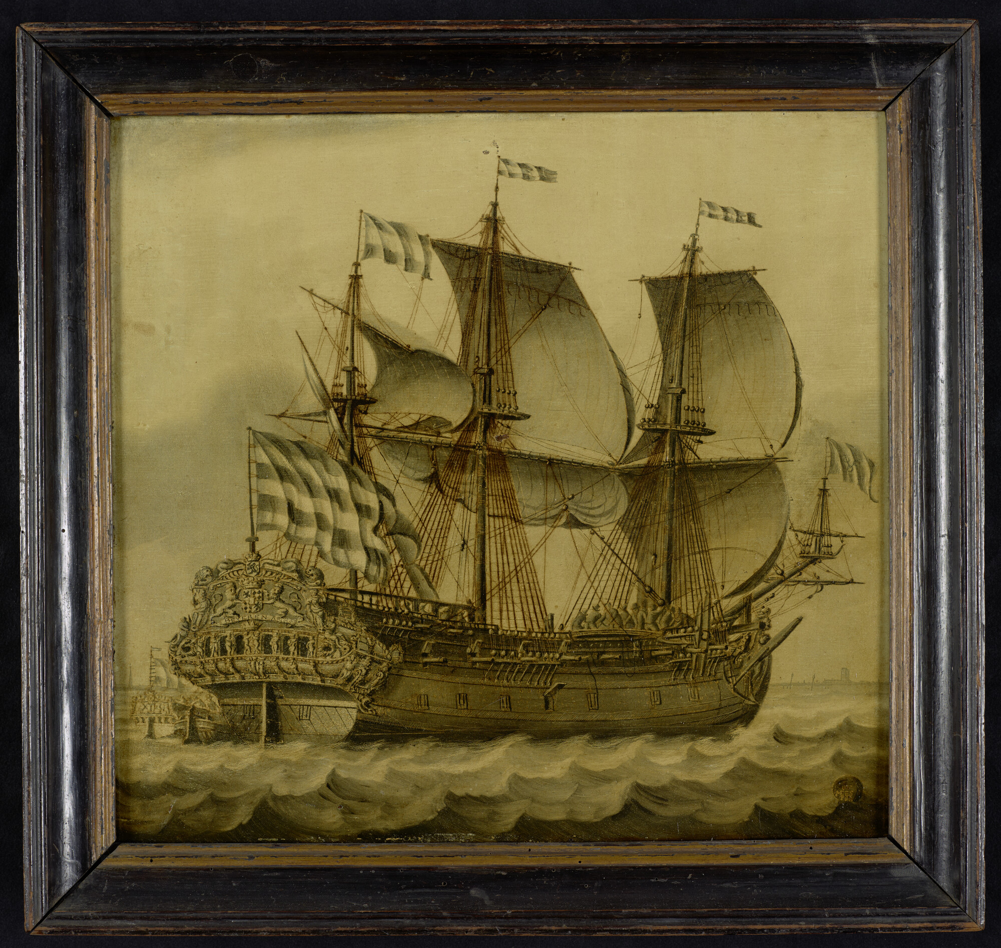 A.3134; De Oostindiëvaarder Beyeren van de VOC-kamer Delft; schilderij