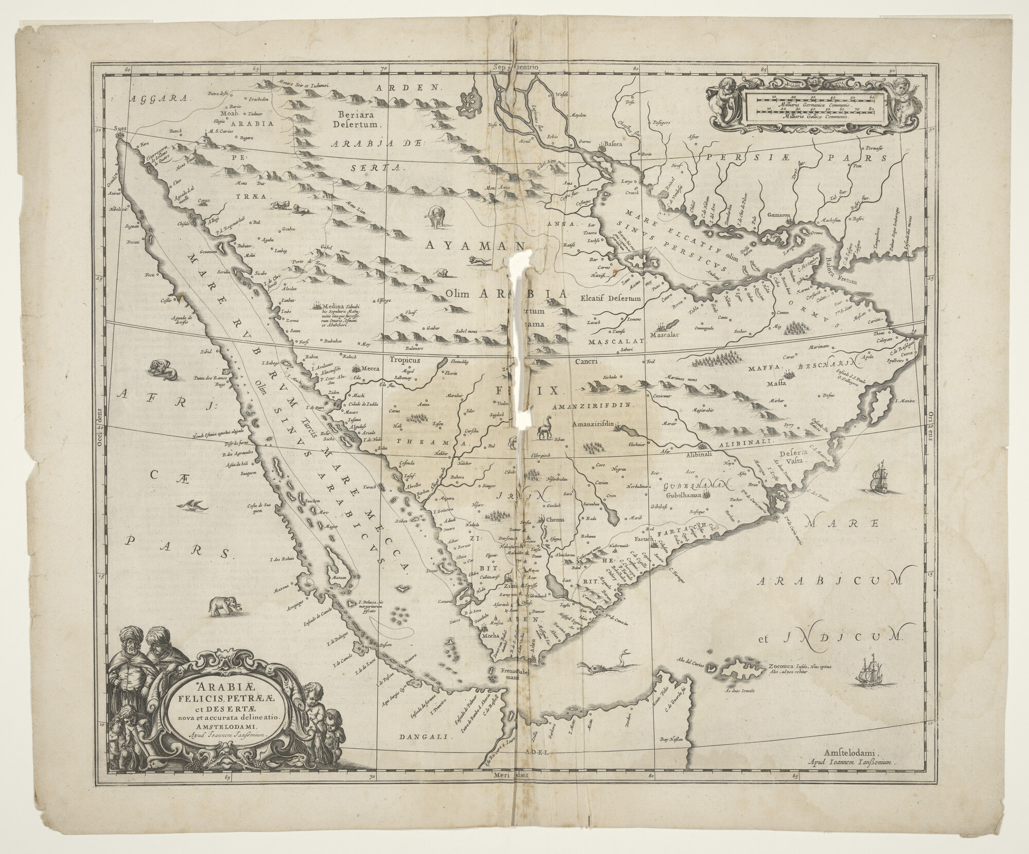 B.0216(0279); Kaart van het Arabisch Schiereiland met de Rode Zee en de Perzische Golf; landkaart