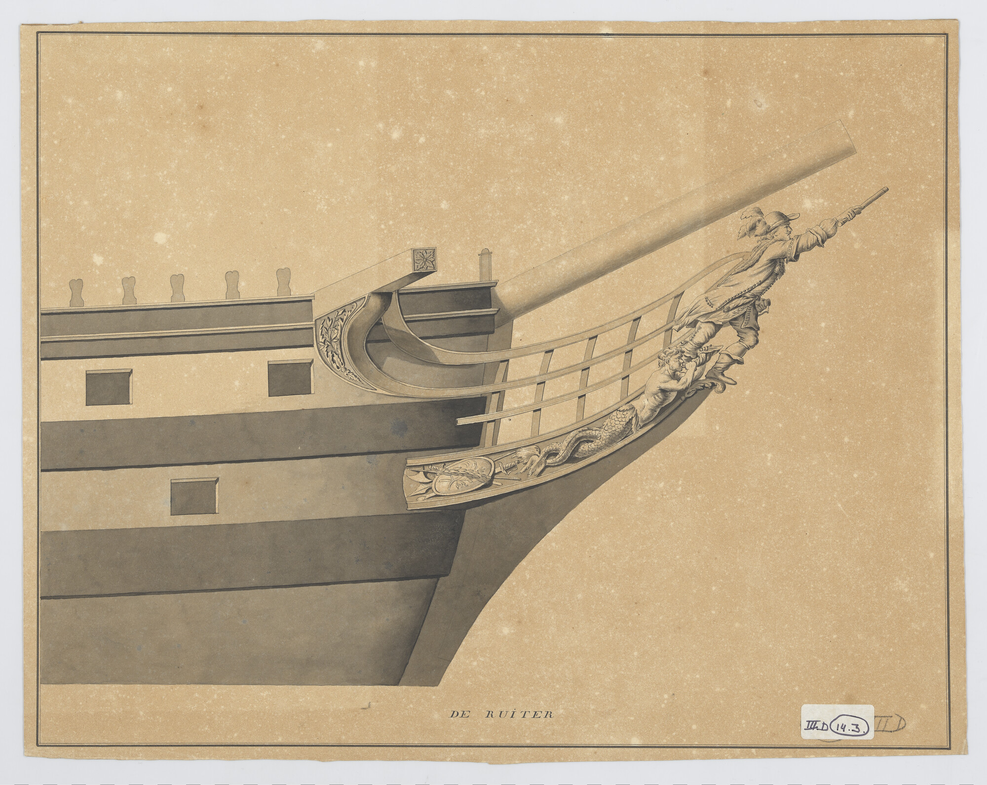 S.0600(01)097; Ontwerp van de scheg van het linieschip 'Admiraal de Ruyter'; technische tekening