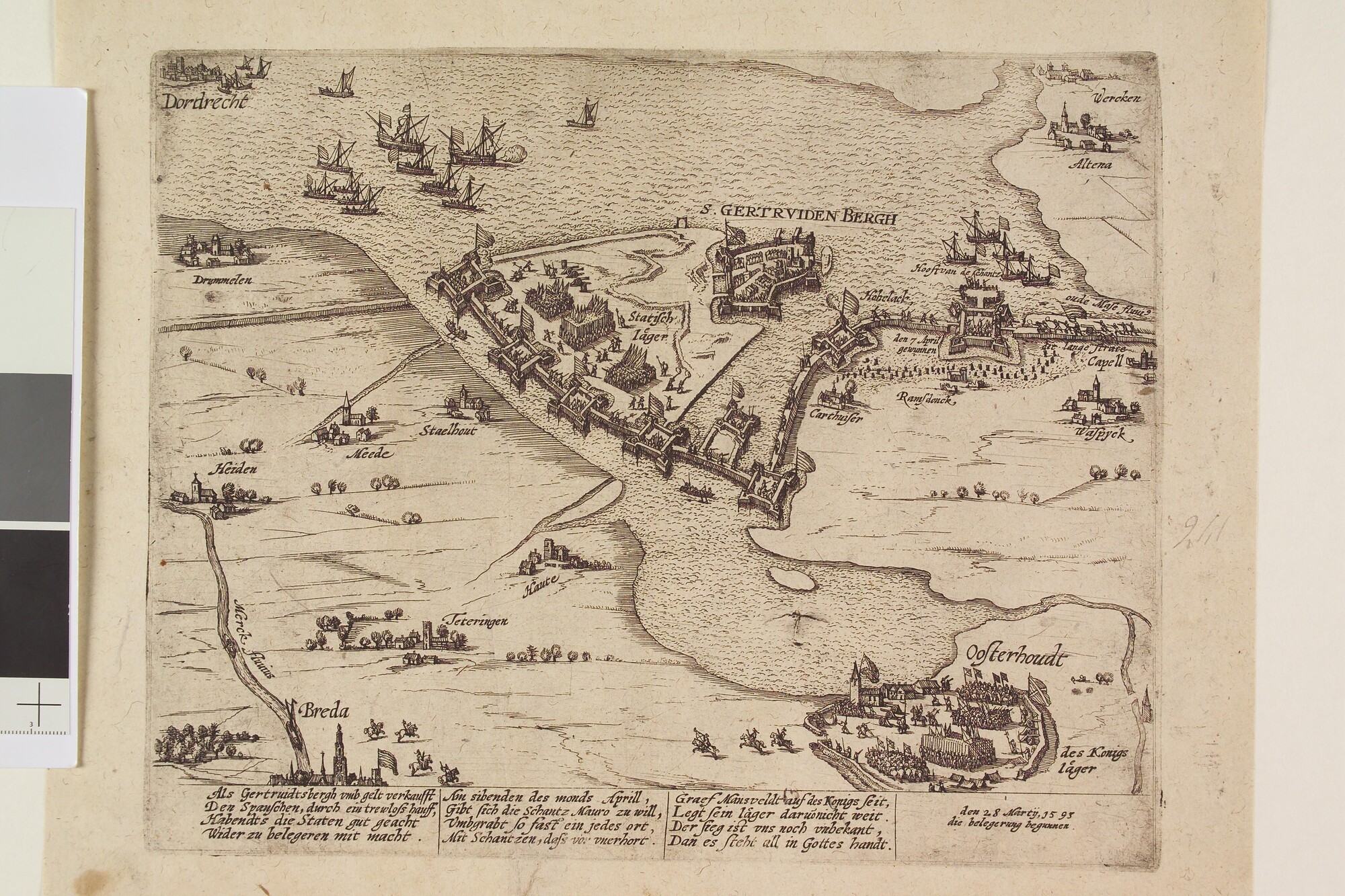 A.0145(027)303; Belegering van Geertruidenberg door Maurits, begonnen 28 maart 1593; prent