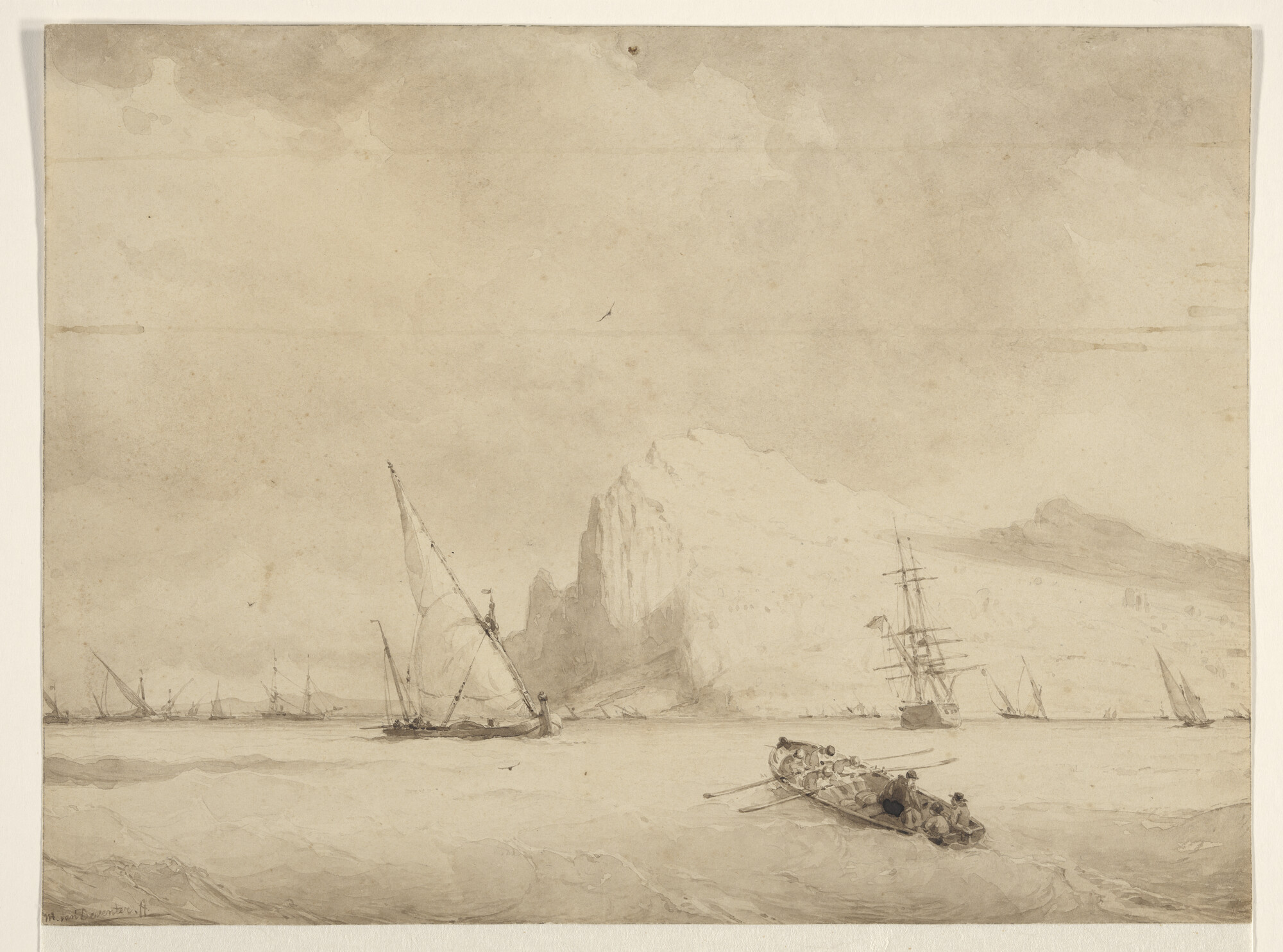 A.1270(04); Nederlands oefeningseskader op de rede van Gibraltar; tekening