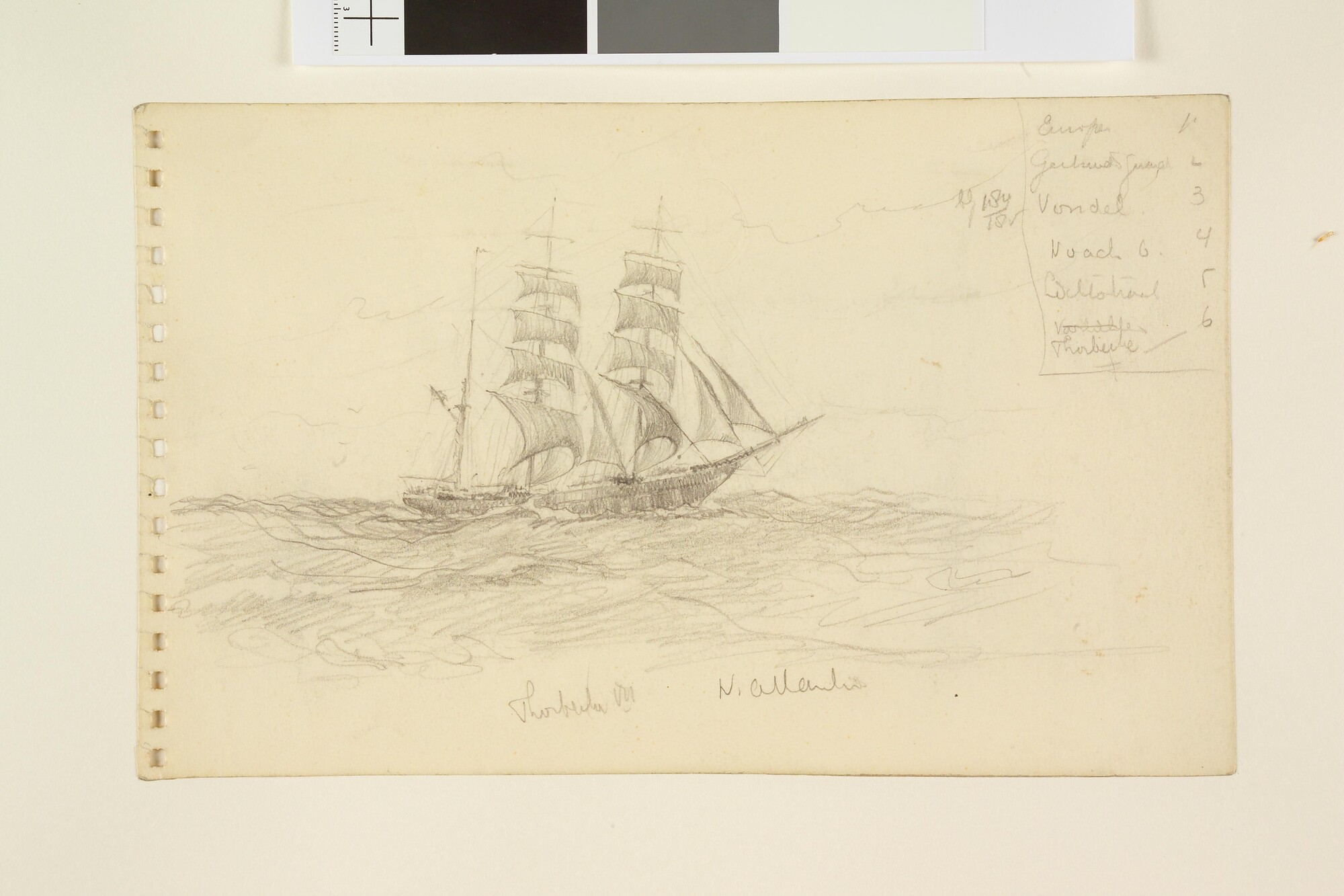 S.4824(13); De 'Thorbecke VIII' in de Noord Atlantic; tekening