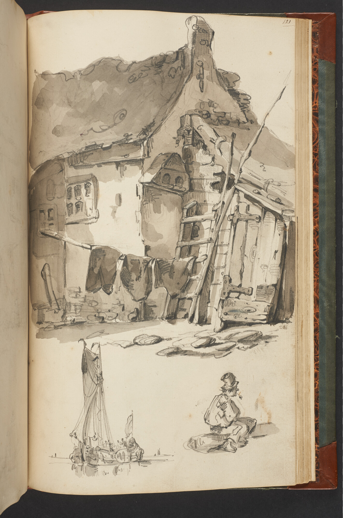 A.3222; Schetsboek met tekeningen door Albertus van Beest en Louis Meijer; schetsboek