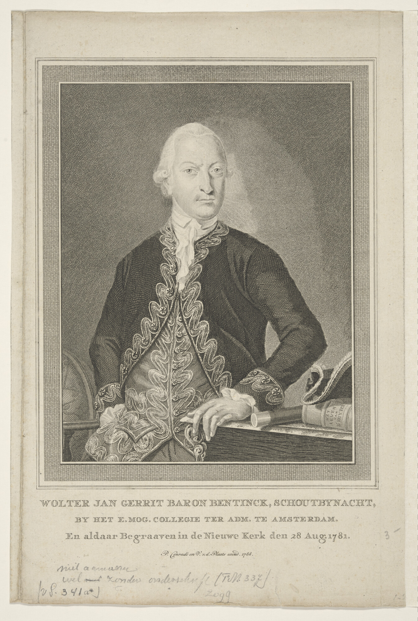 A.3059(06); Portret van Schout-bij-Nacht Wolter Jan Gerrit Baron Bentinck; prent