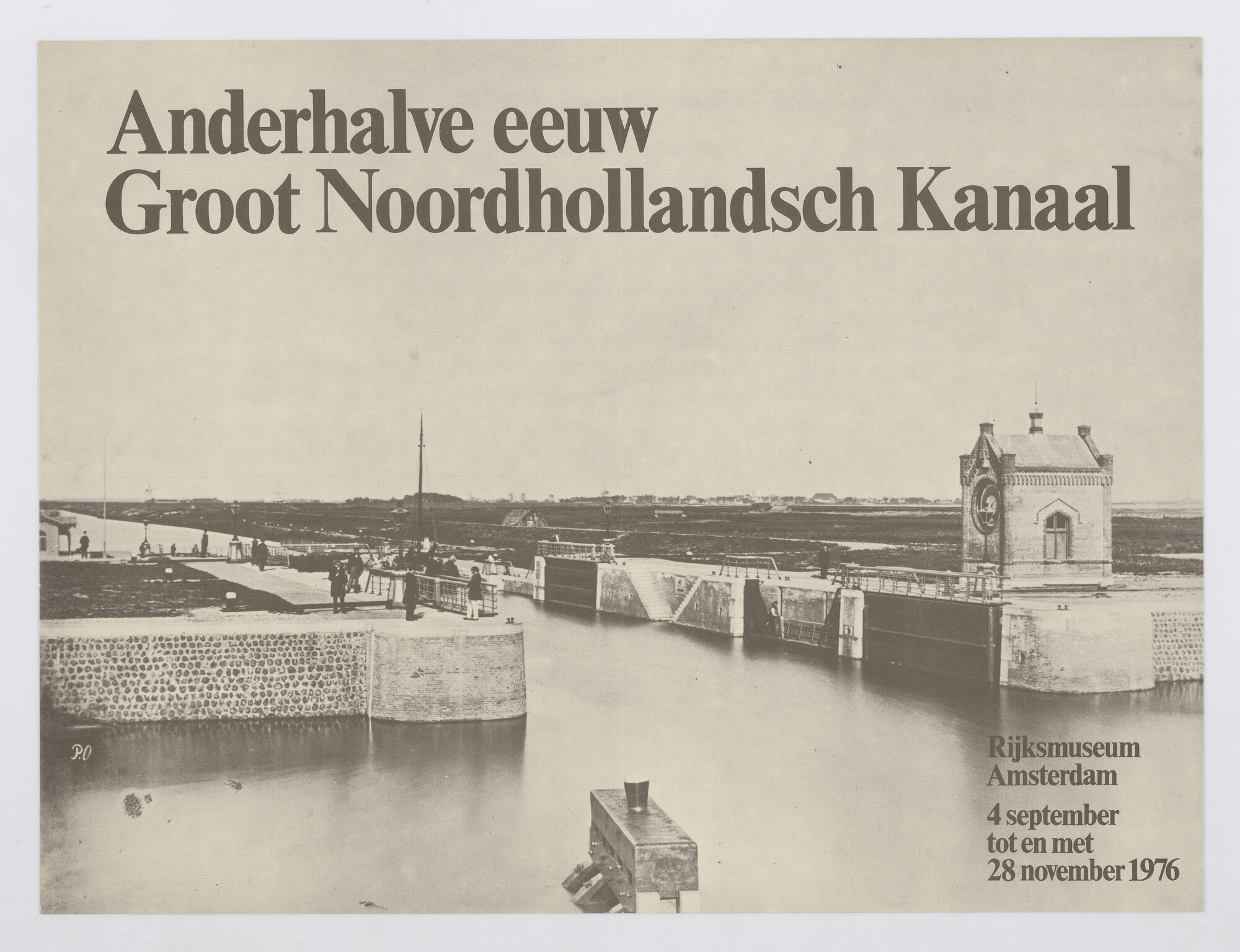 1993.5220; Affiche voor de tentoonstelling 'Anderhalve eeuw Groot Noordhollandsch Kanaal' in het Rijksmuseum Amsterdam, sept; affiche