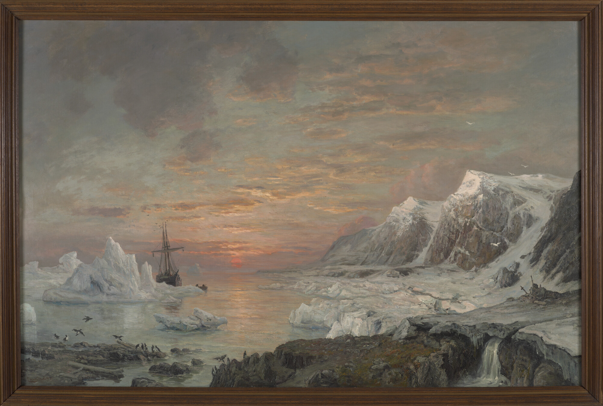 2020.0006; De schoener Willem Barents op expeditie in de Noordelijke IJszee; schilderij