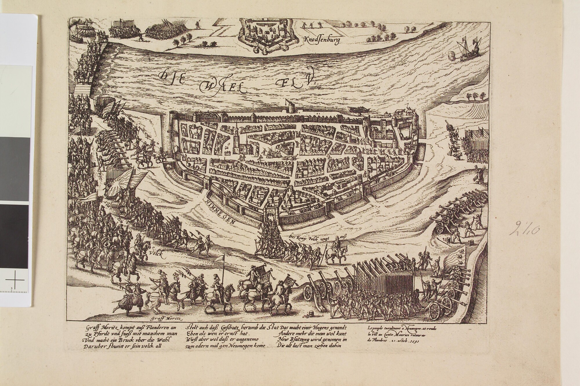 A.0145(027)299; Maurits neemt Nijmegen in, 22 oktober 1591; prent