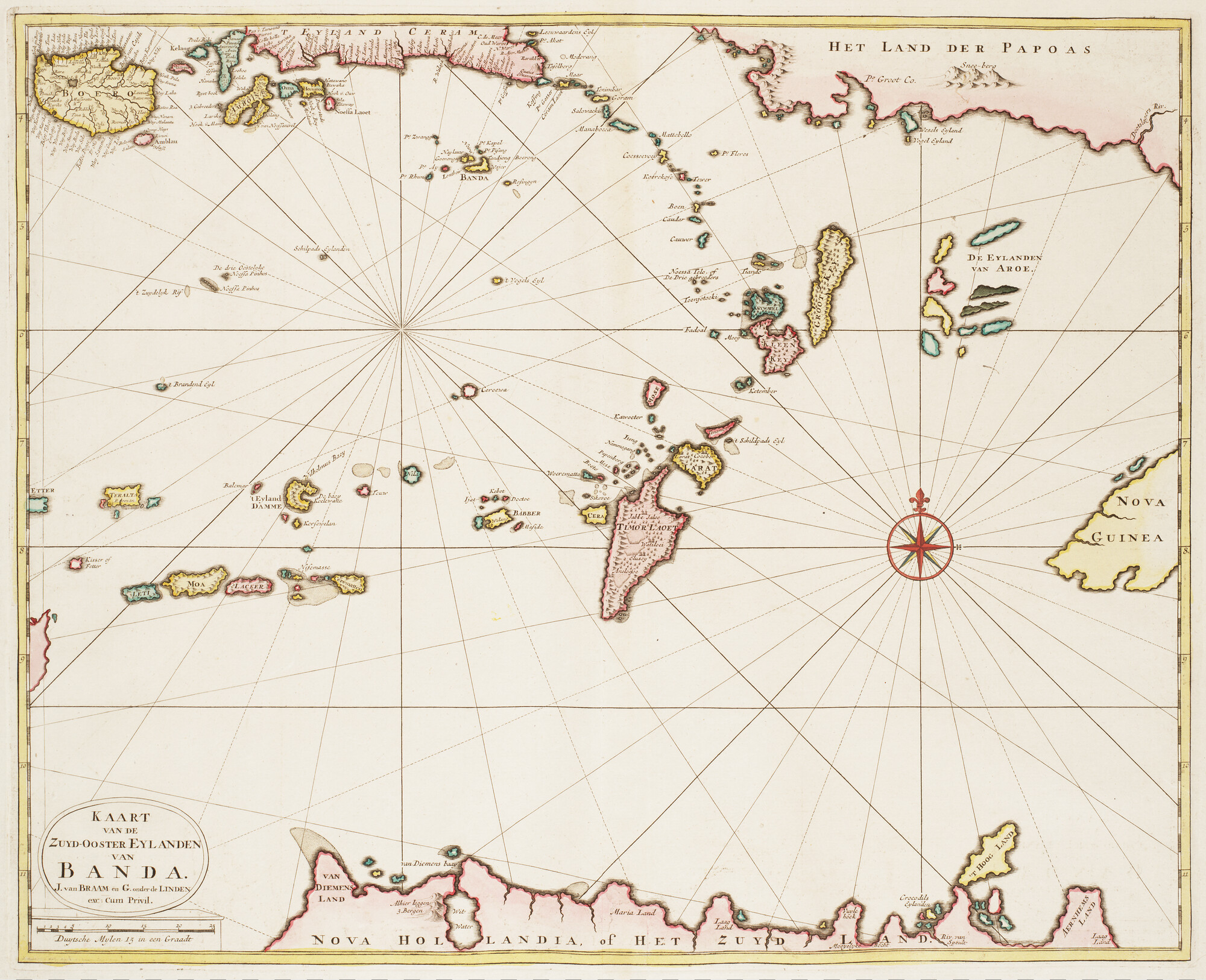 B.0032(109)6 [kaart 174]; Kaart van de eilanden in de Banda Zee, met een deel van de kust Nieuw-Guinea en; kaart