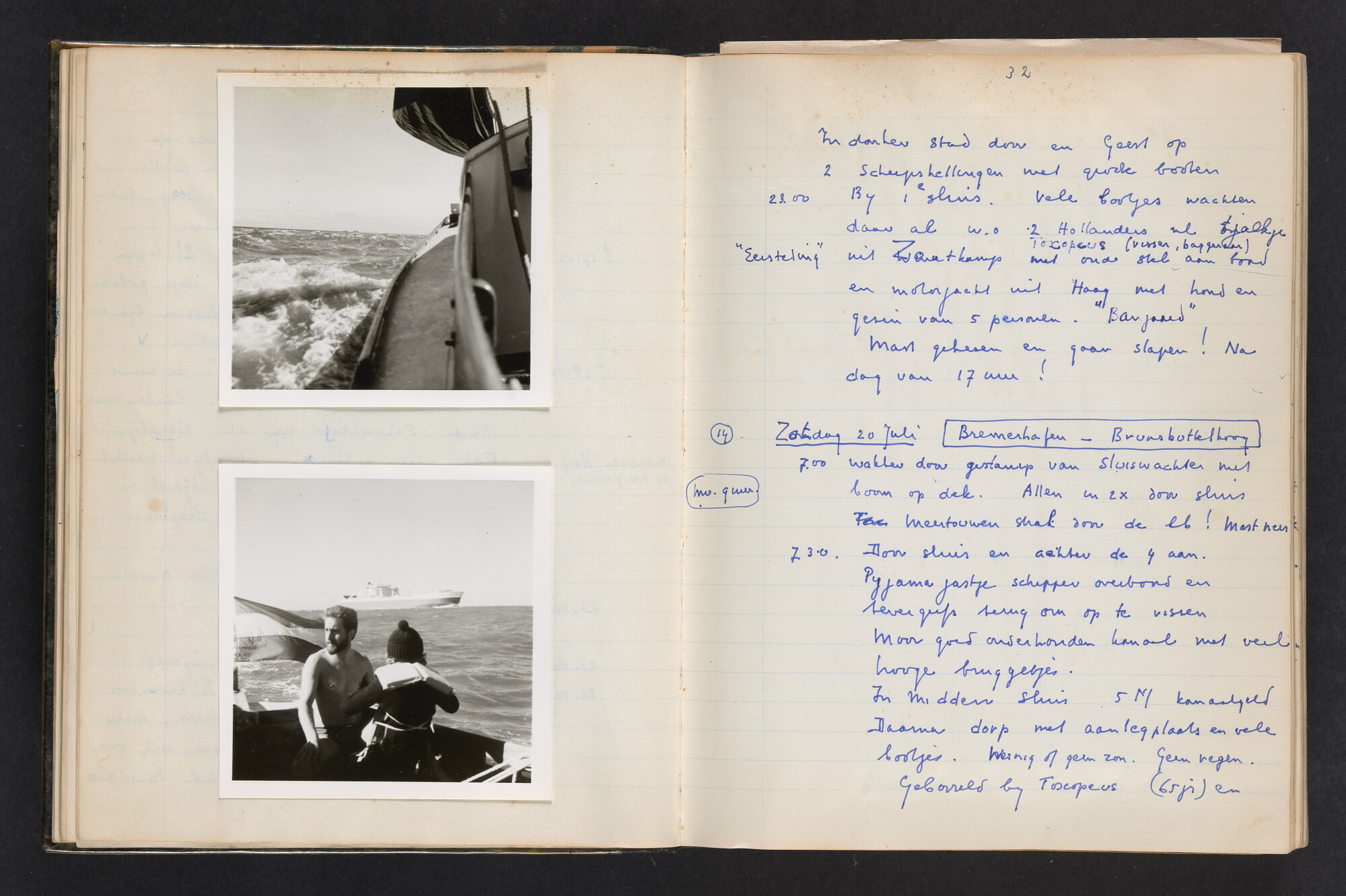 2017.0802; Logboek c.q. fotoalbum van reizen met zeeschouw Grutto (II) in Nederland, Duitsland en Denemarken, 1973-1974; logboek
