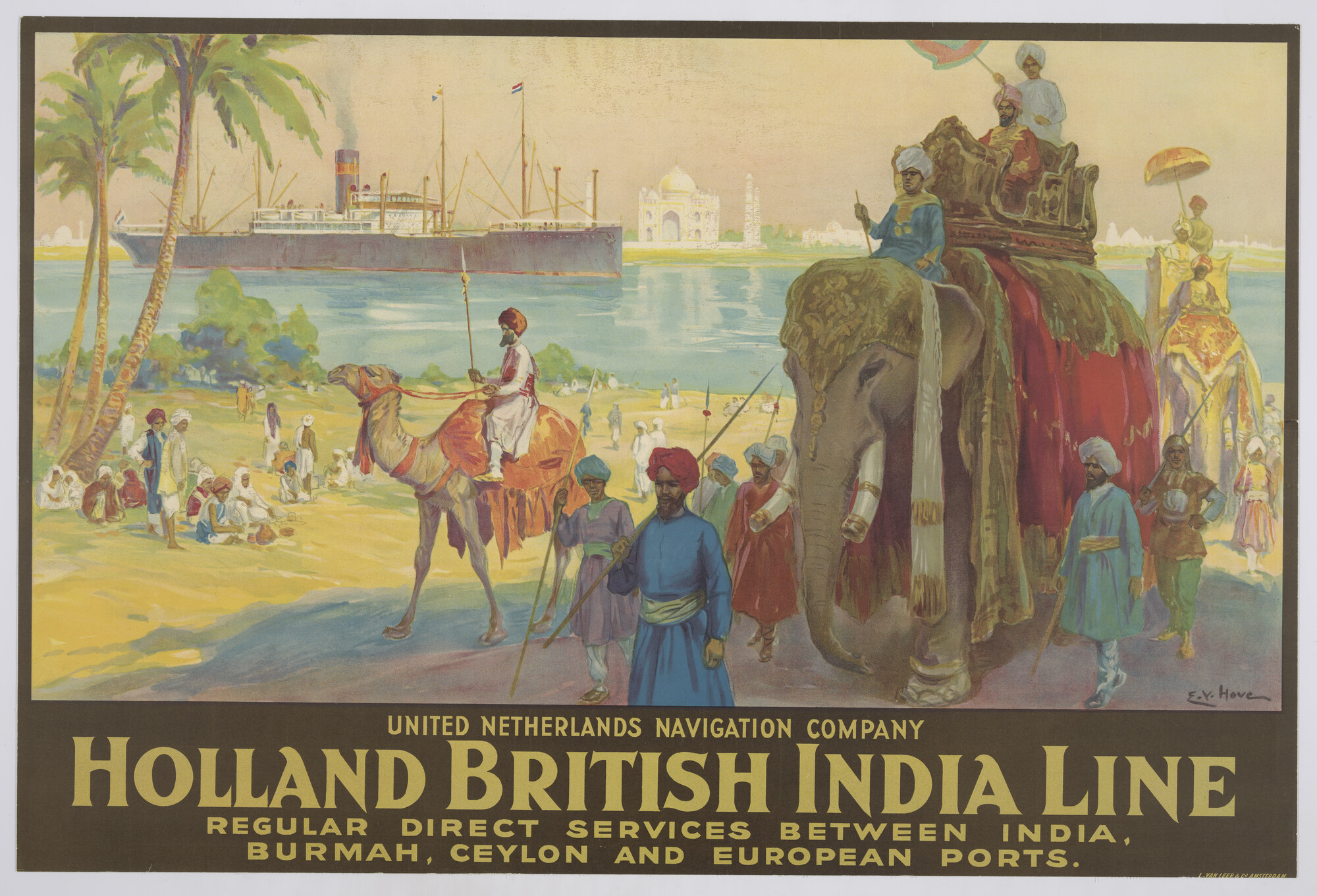 1991.0002; Vereenigde Nederlandsche Stoomvaart Maatschappij, omstreeks 1920; affiche