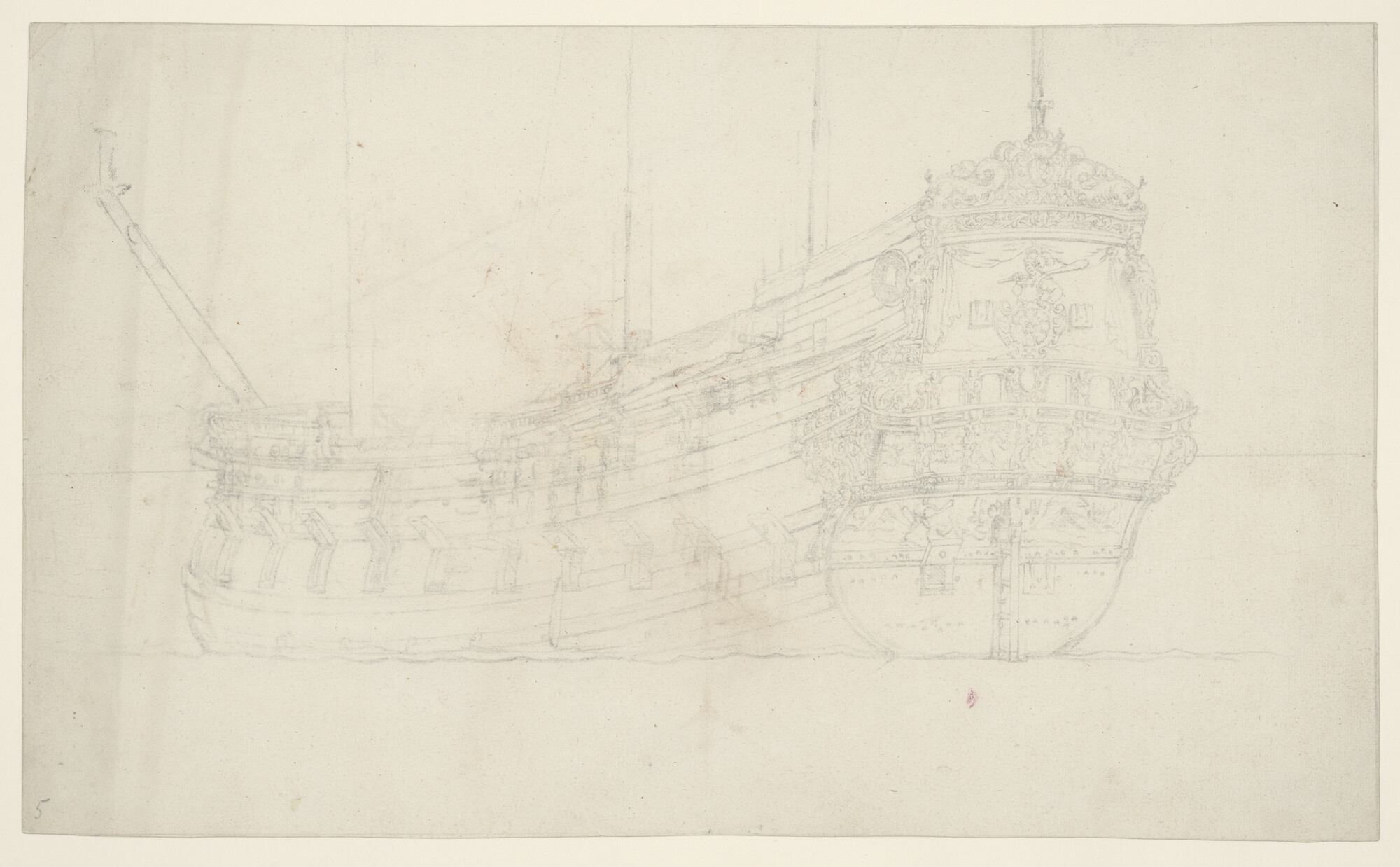 A.1904(02); Het oorlogsschip Schager Roos; tekening