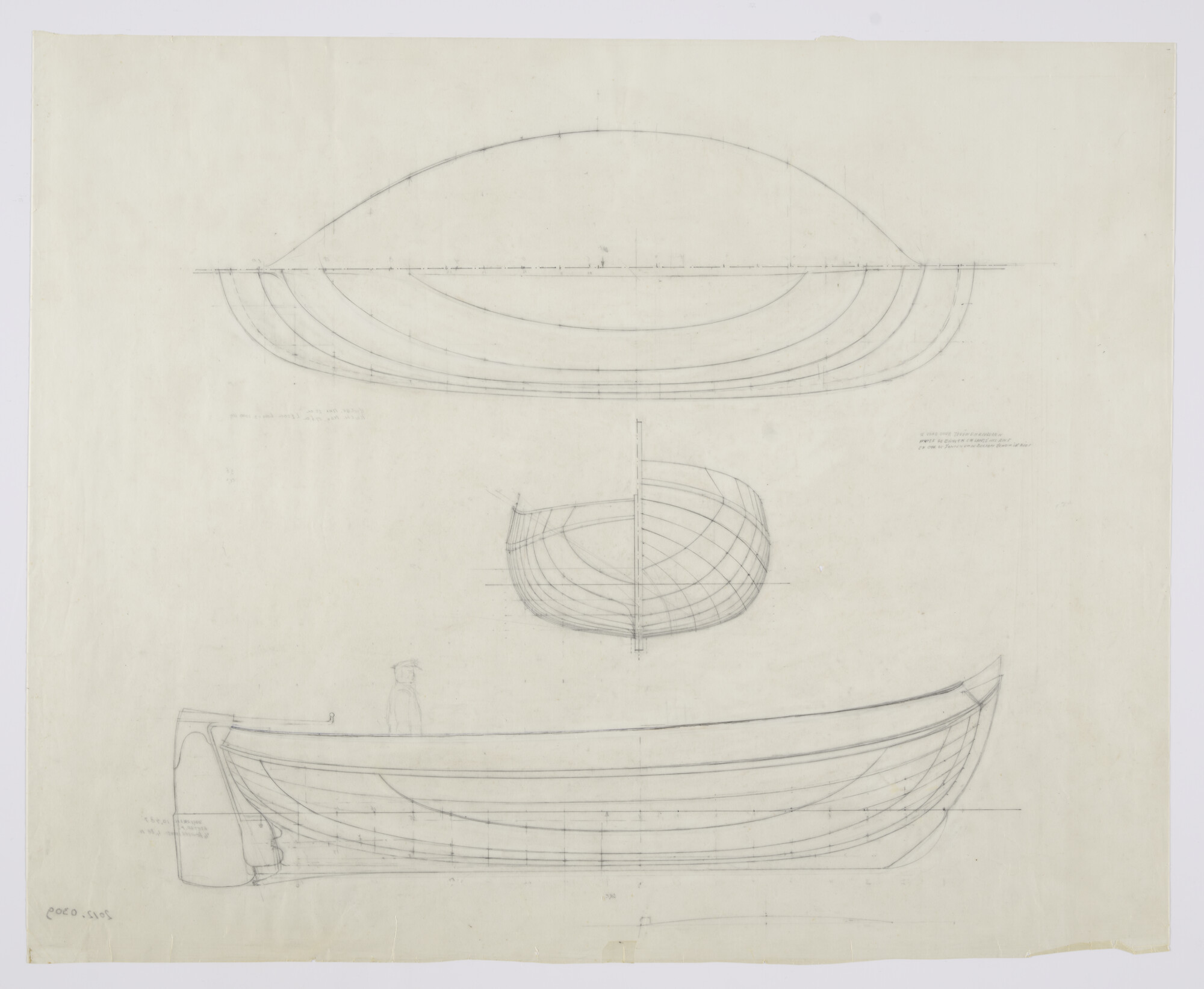 2012.0309; Lijnenplan van de Vollenhovense bol 'Voorloper' van 10.50 m; technische tekening