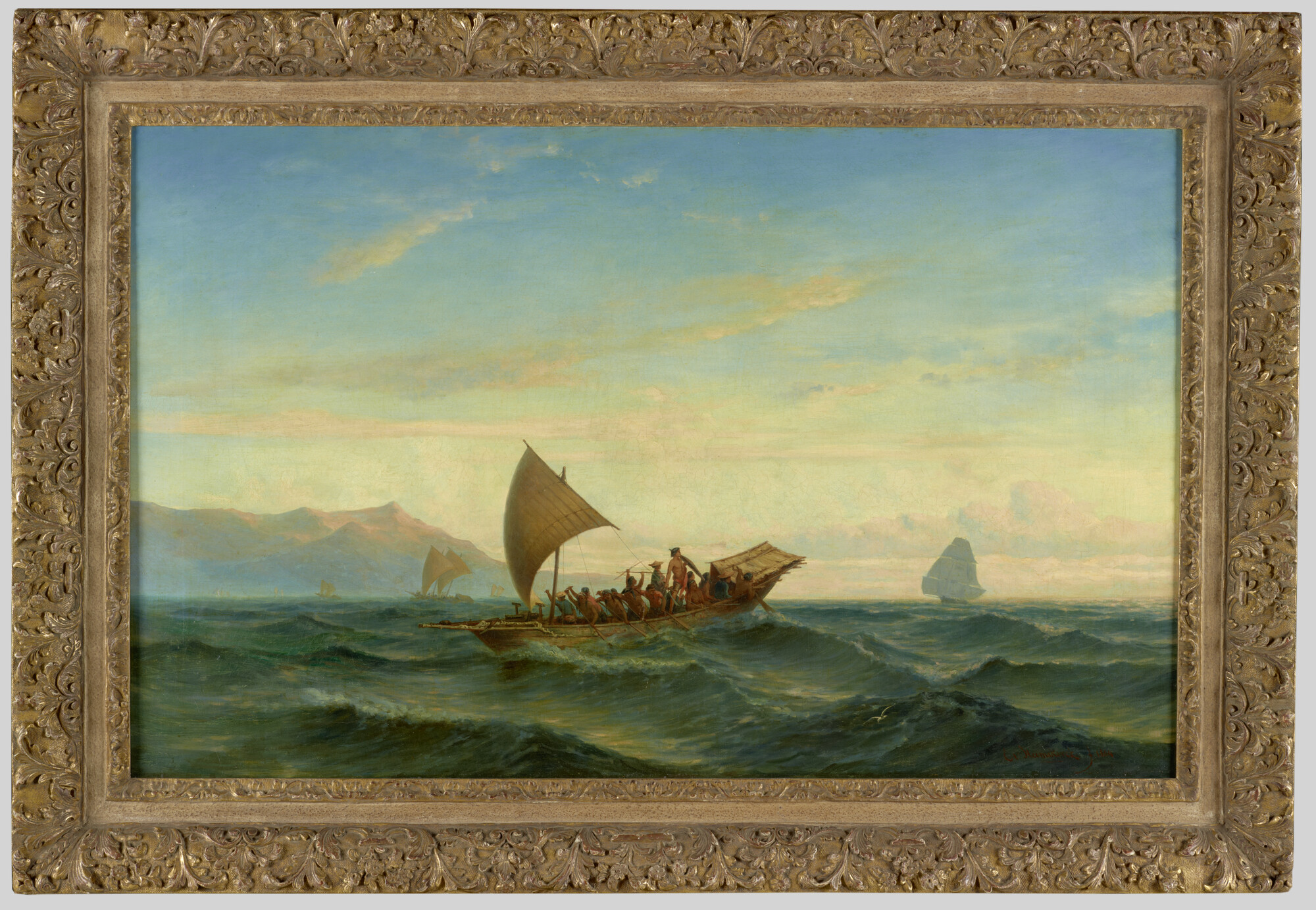 A.4902(01); Tabelloresche roversprauwen vluchtend voor een naderend Nederlands oorlogsschip; schilderij