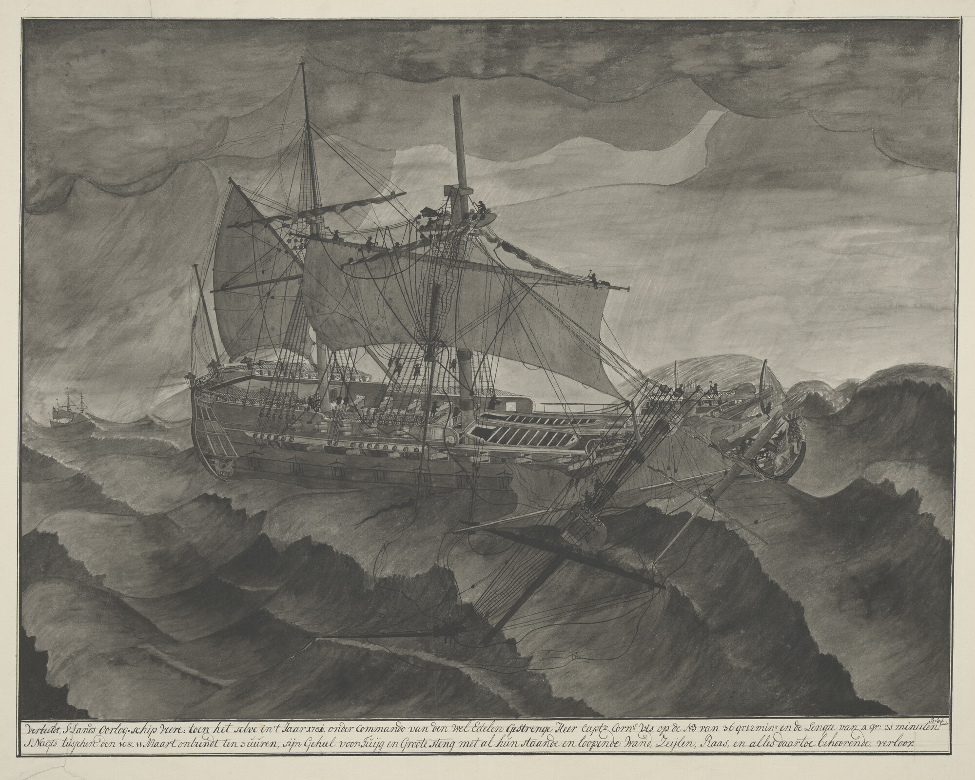 A.1733(04); De oostelijke divisie van het Middellandse Zee-eskader; tekening