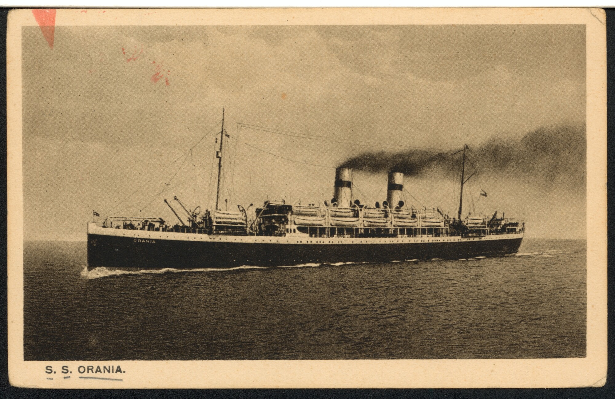S.4380(04)207; Het passagiersschip ss. 'Orania' van de Koninklijke Hollandsche Lloyd; prentbriefkaart