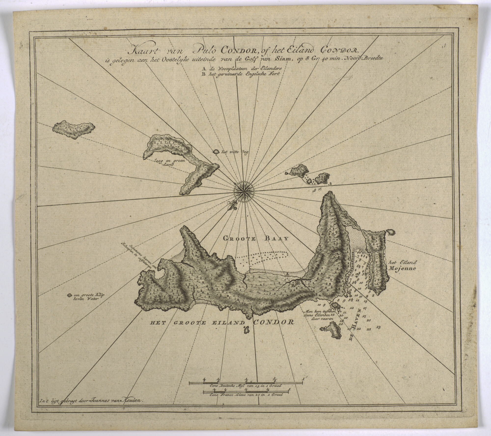 S.0966(05); Detailkaart van het eiland Condor met omringende eilandjes in de Golf van Siam (het huidige Côn Lôn, in de archipel Côn Đảo, Vietnam); kaart