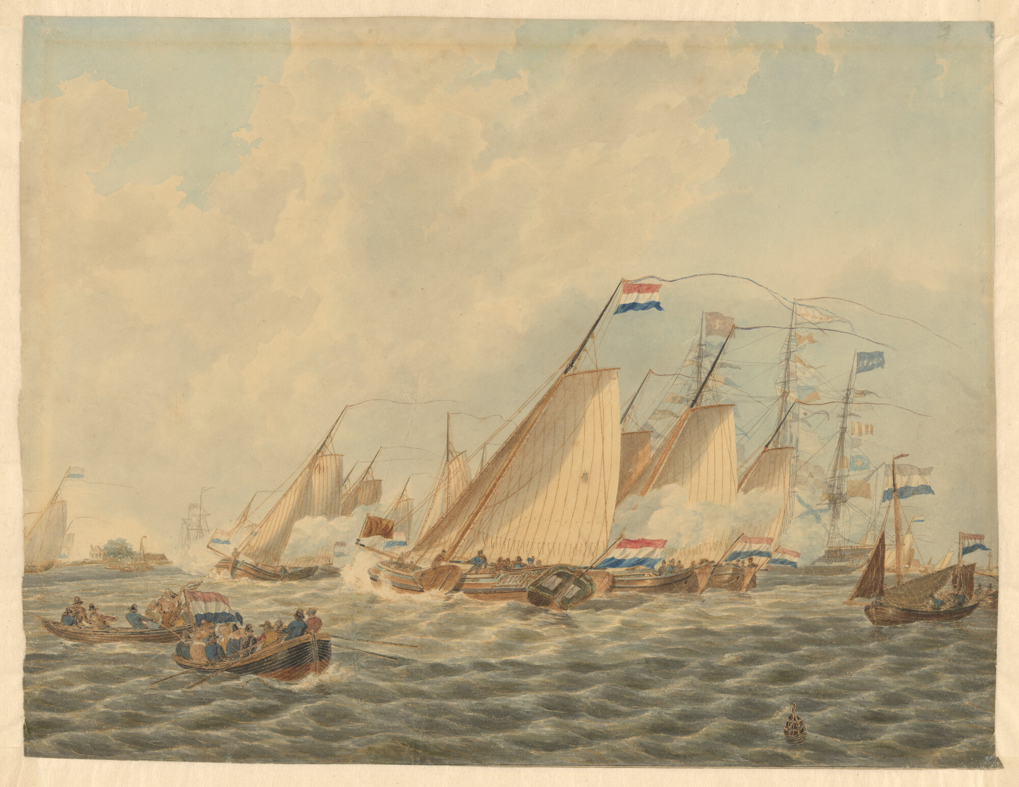A.5657; Zeilen in admiraalschap op het IJ; tekening