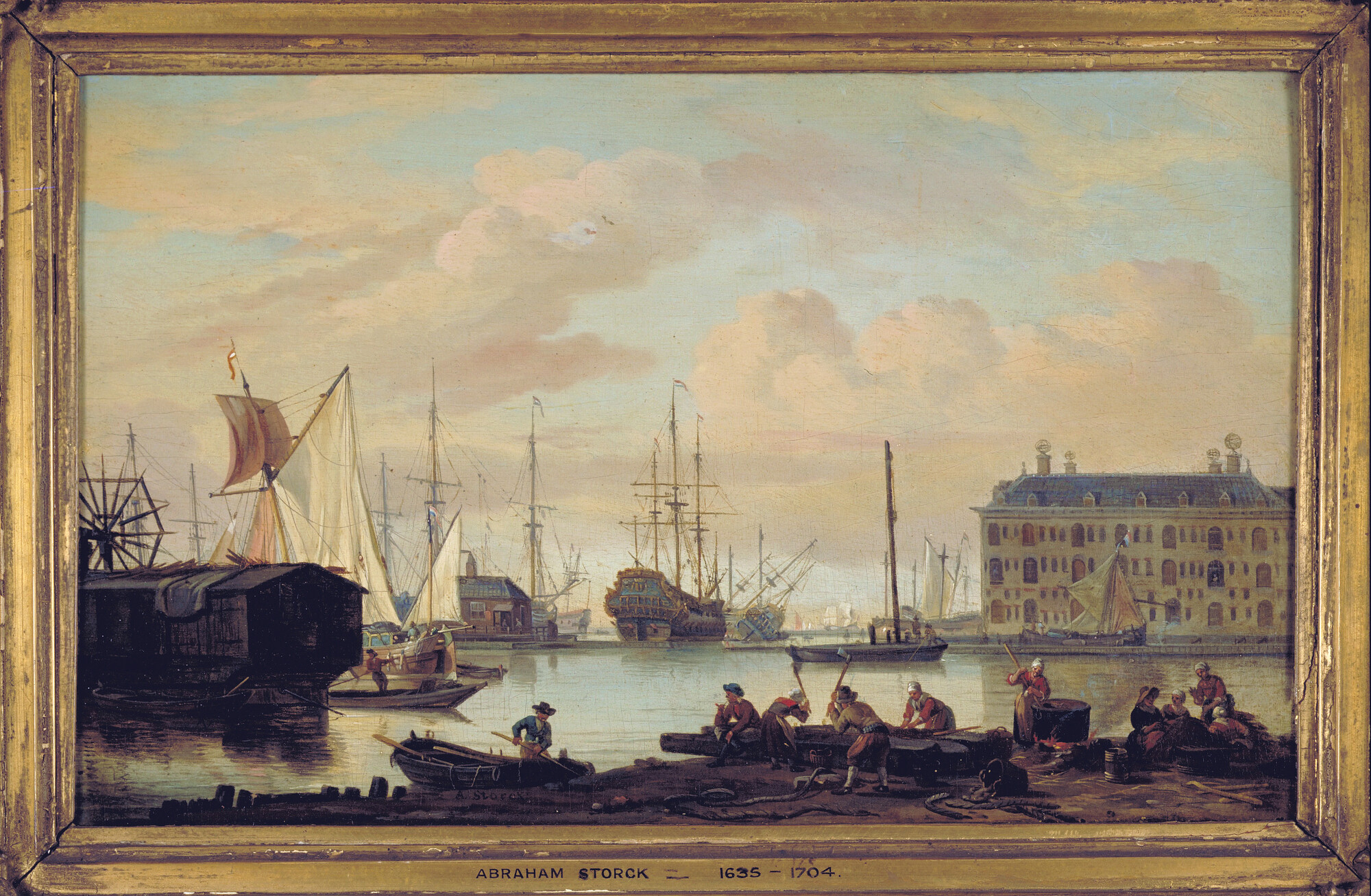 1991.0218; Gezicht op 's Lands Zeemagazijn te Amsterdam; schilderij