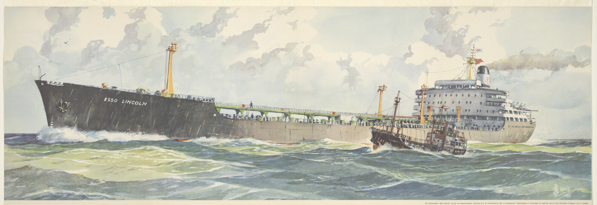 1997.4017; De turbinetanker 'Esso Lincoln'; prent