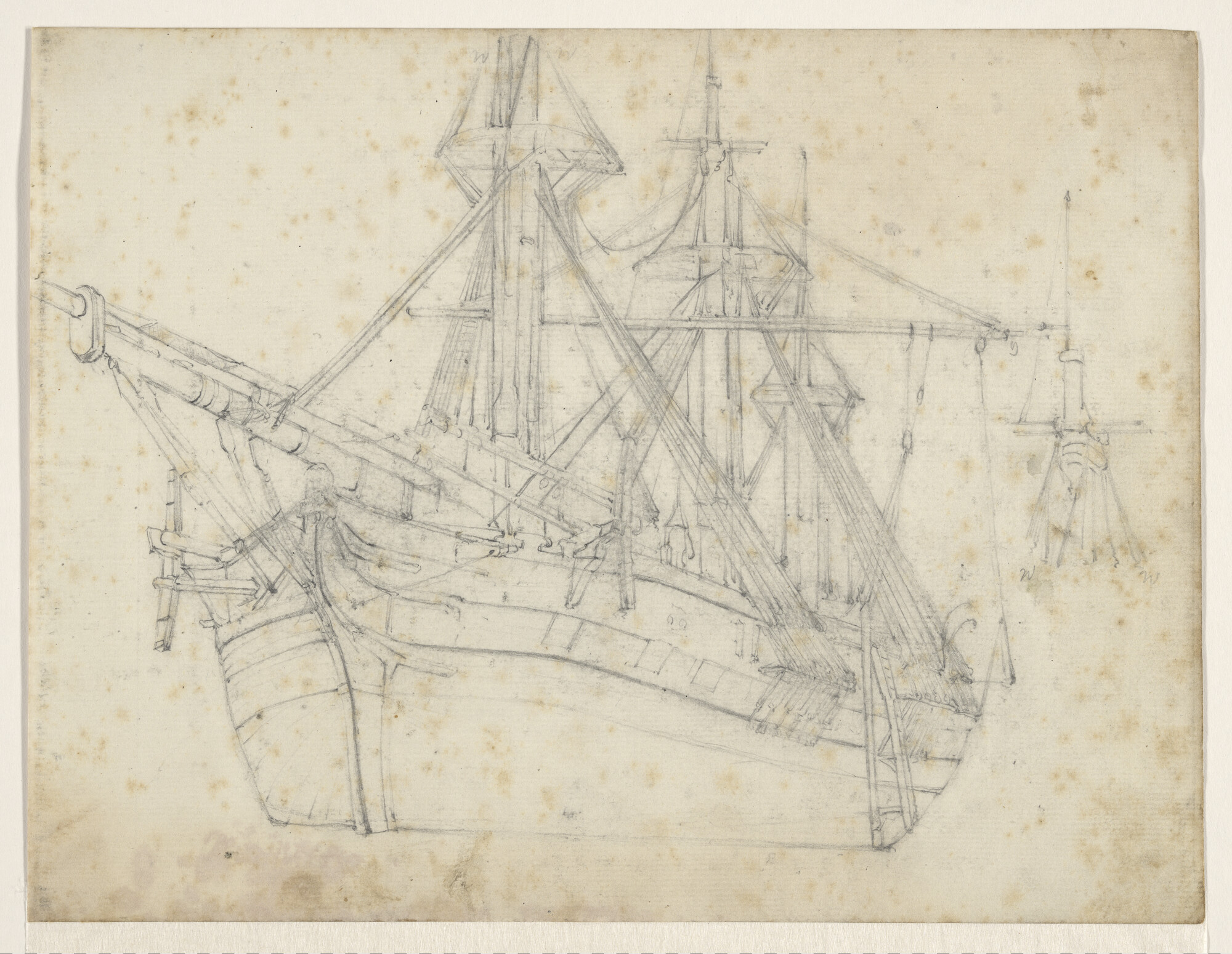 A.3452(06); Een driemaster; tekening