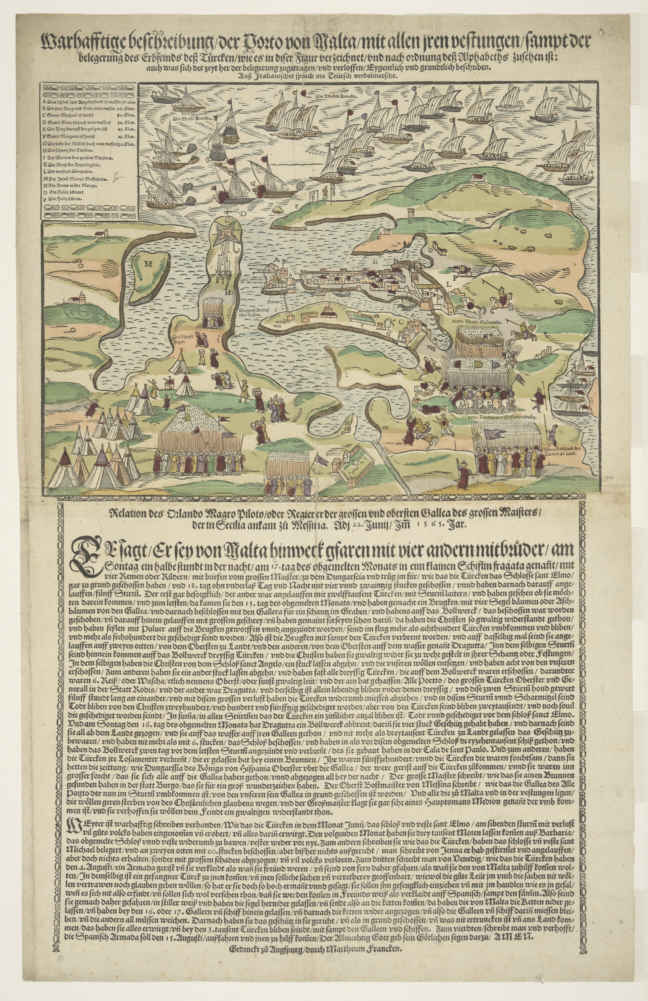 A.1461; Warhafftige Beschreibung der Porto von Malta mit allen iren Vestungen sampt; prent