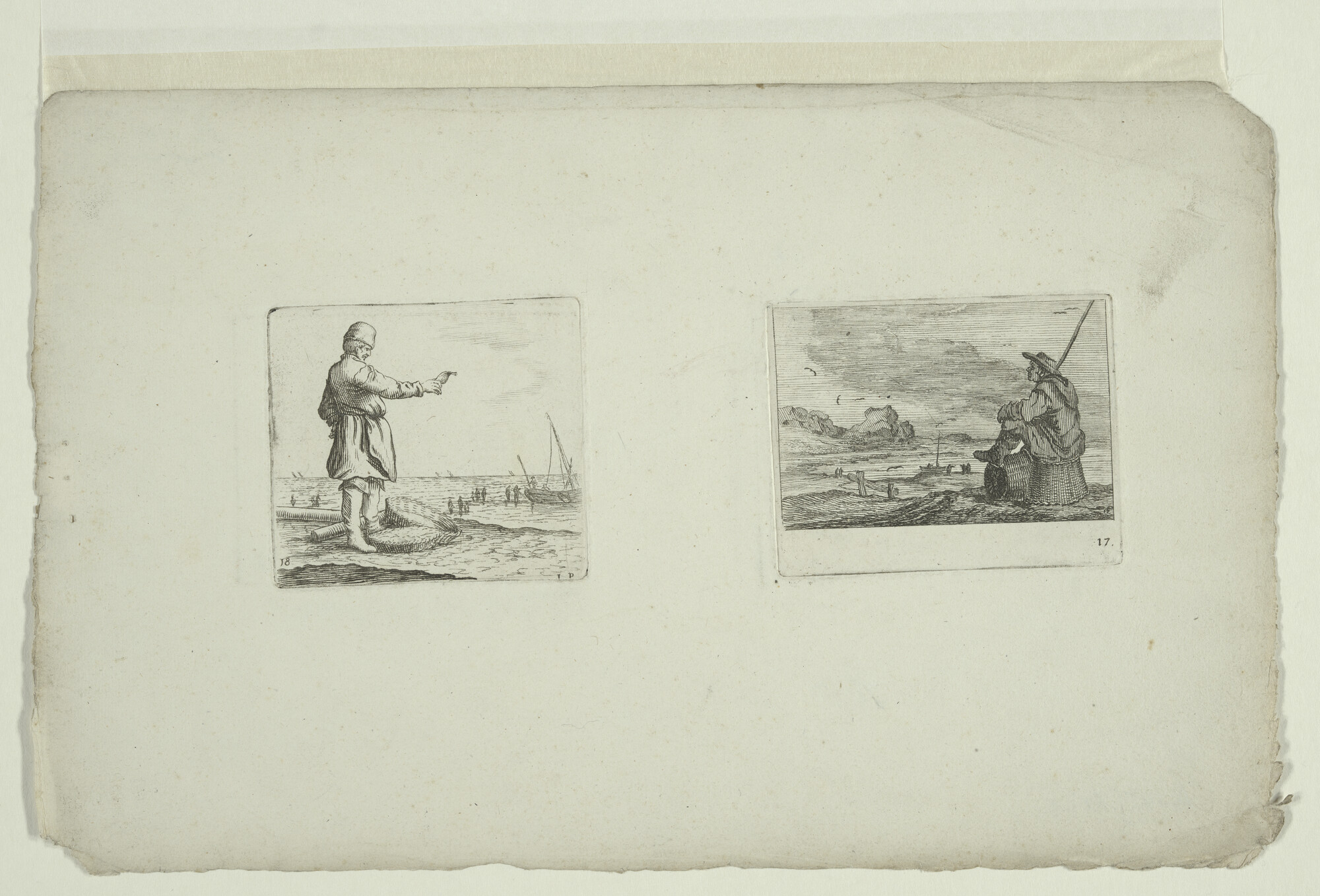 A.0145(167)10; Uit de serie 'Verscheyden Stranden en Watergesichten', afbeeldingen no. 17 en 18; prent