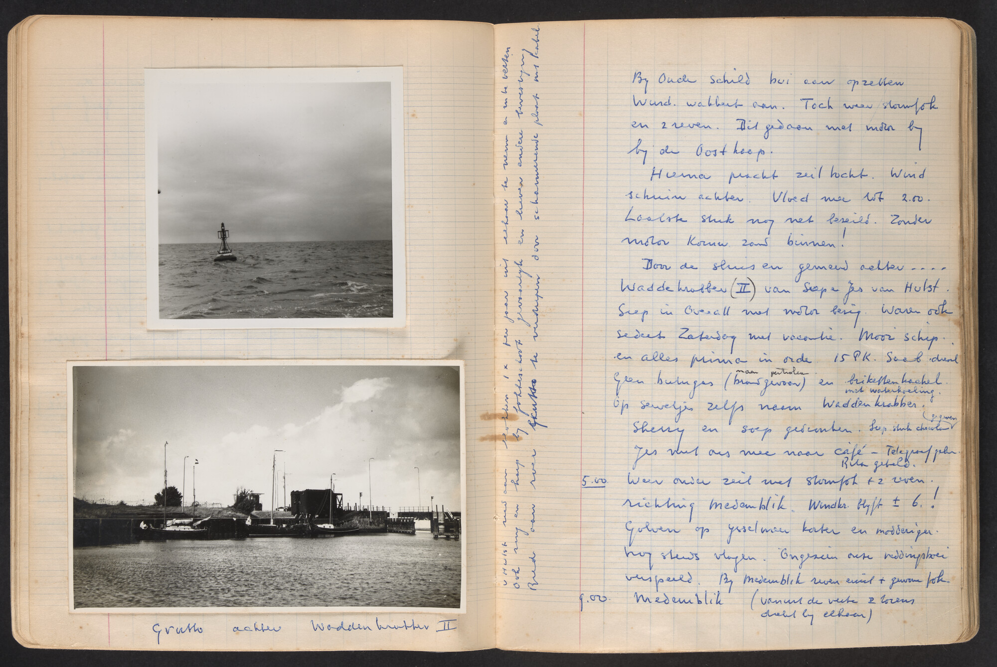 2017.0796; Logboek c.q. fotoalbum van o.a. reizen met zeeschouw Grutto in Nederland, 1963-1965; logboek