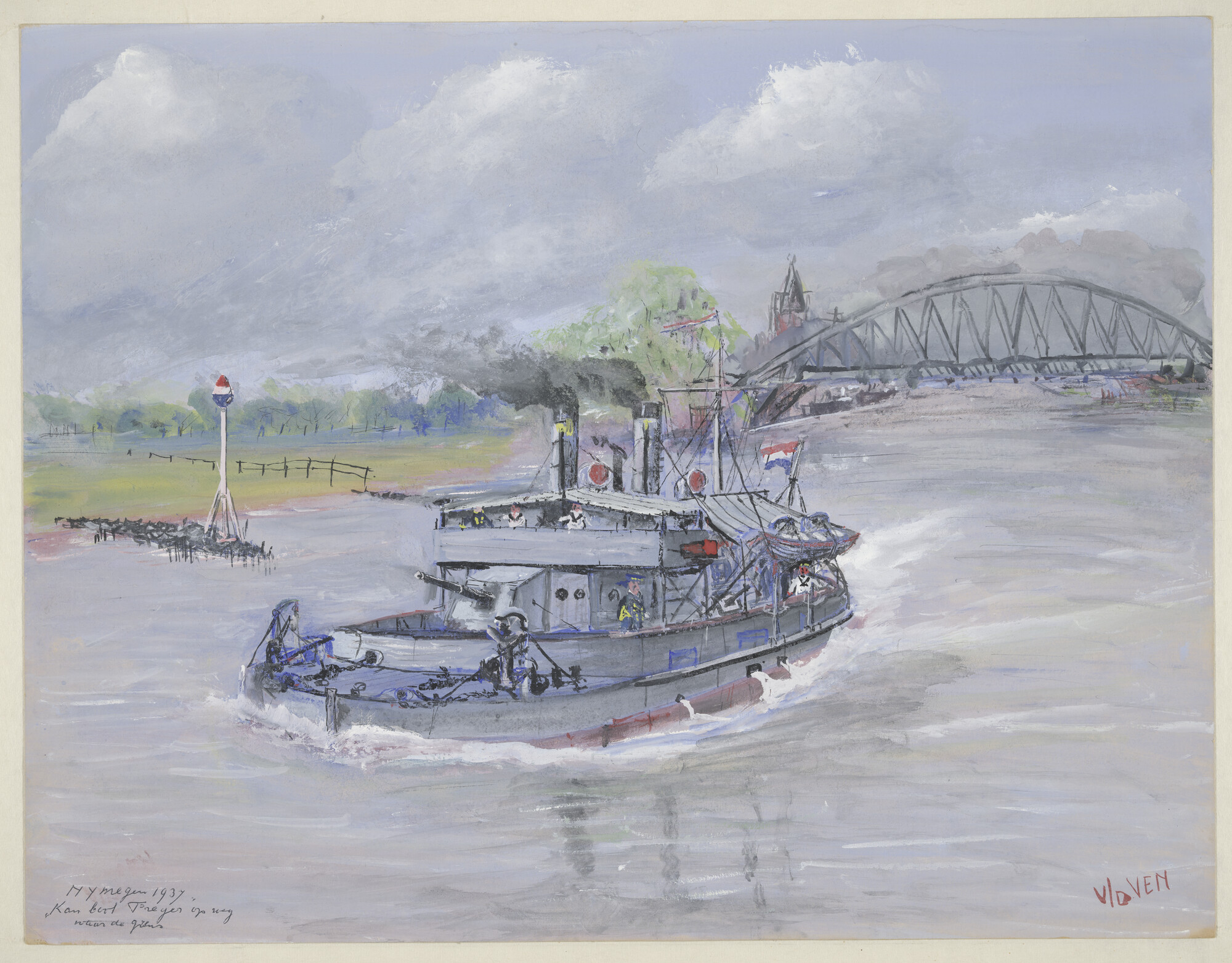 S.6525(01); De kanonneerboot Hr.Ms. 'Freyer'; gouache