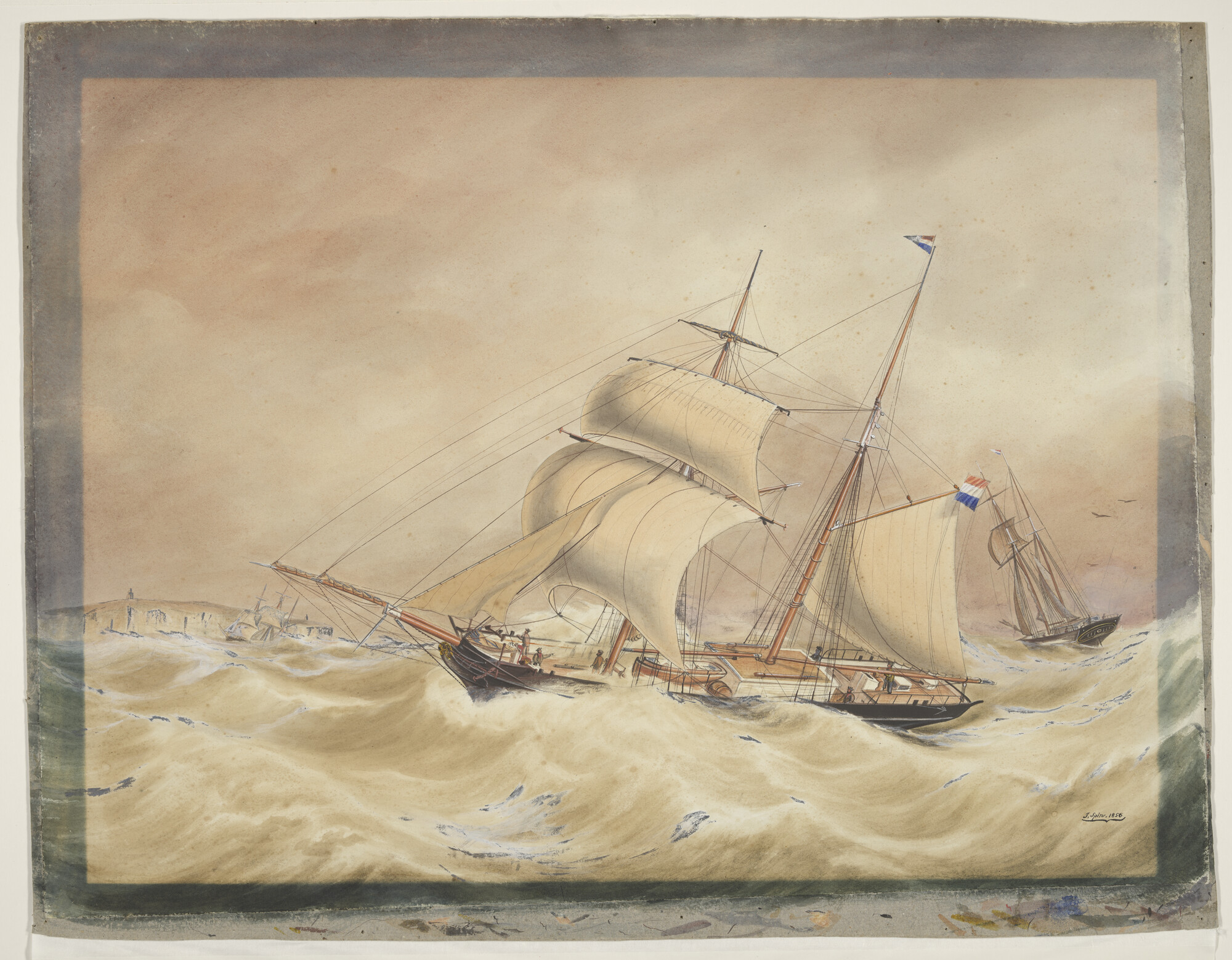 S.2401(01); Het schoenerbrikschip Geertruida Johanna; tekening