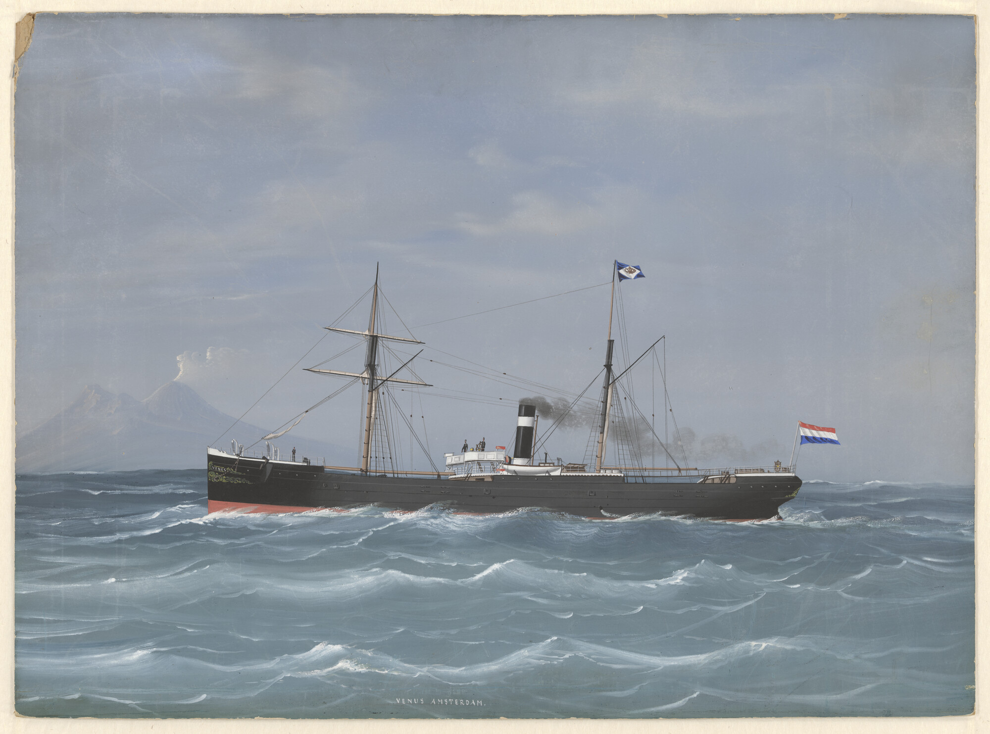 A.2343; Het schroefstoomschip 'Venus'; gouache