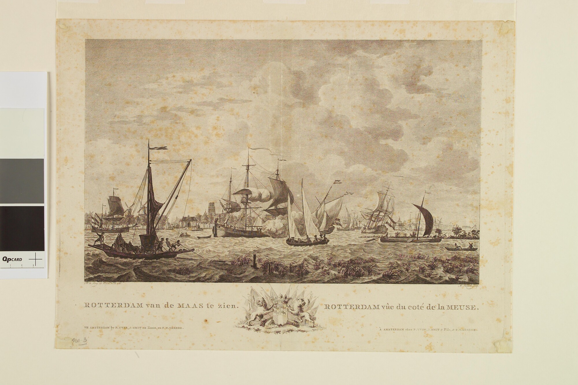 A.0149(0716); Gezicht op Rotterdam vanaf de Maas; prent