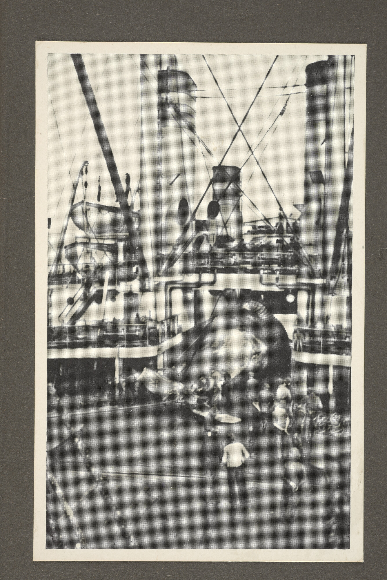 1996.4650; Bladen uit een album met foto's van het vertrek uit Amsterdam en verwerken van potvissen a/b ms. Willem Barendsz; foto