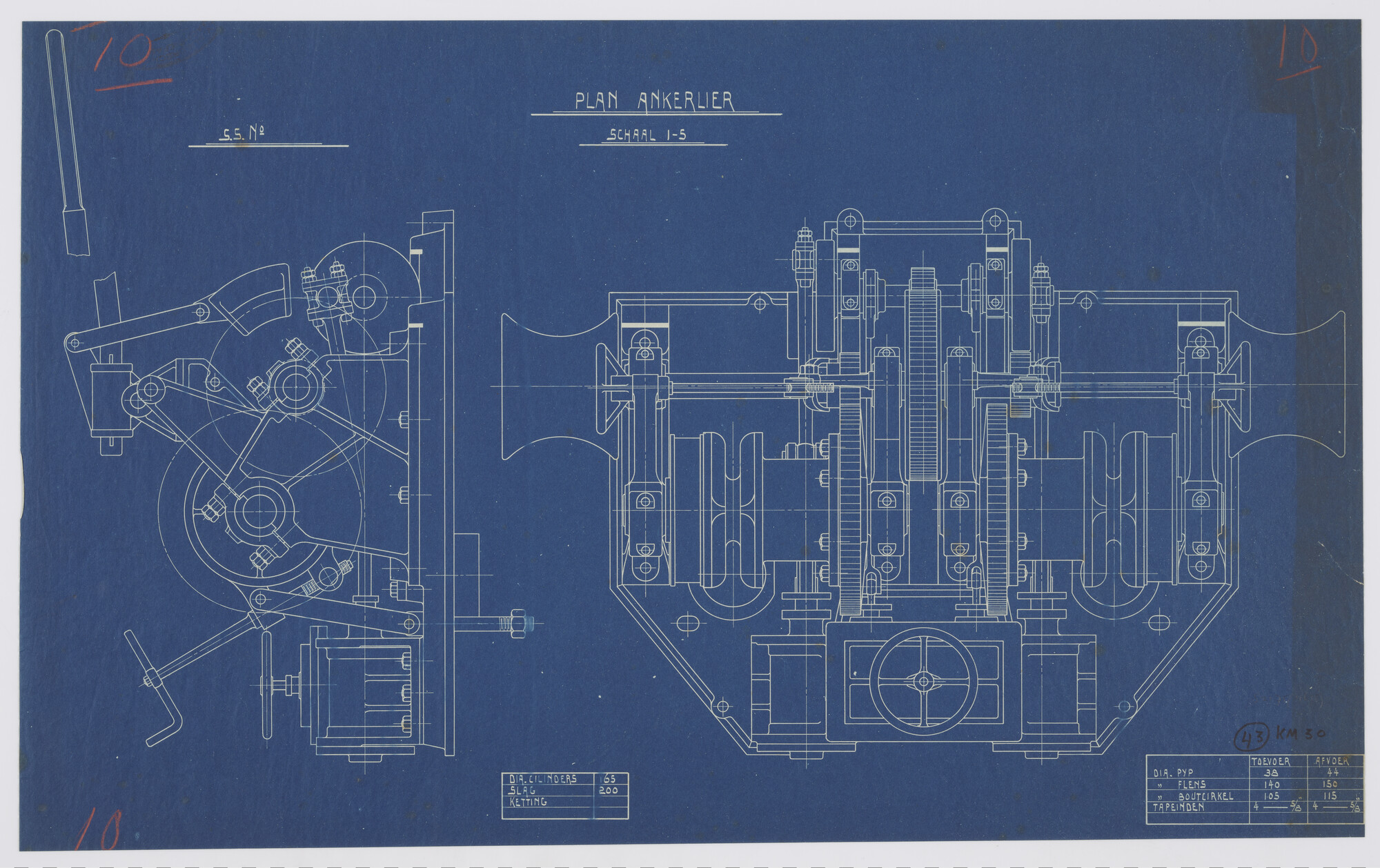 S.2175(4635); Stoomankerlier; technische tekening