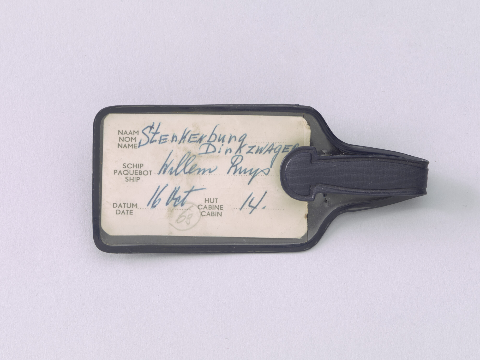 2015.4501; Bagagelabel van de Koninklijke Rotterdamsche Lloyd; bagagelabel