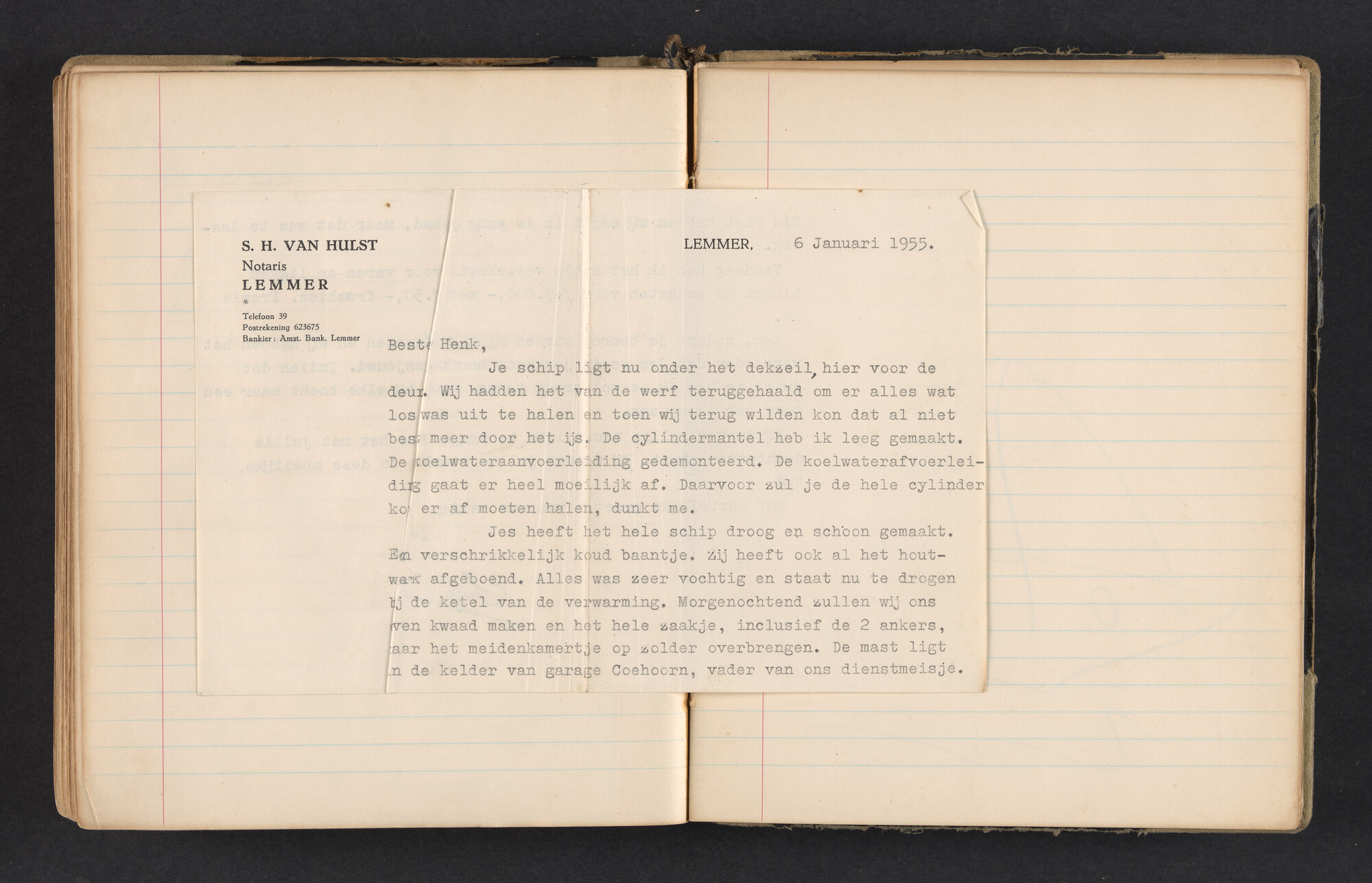 2017.0791; Logboek c.q. fotoalbum van reizen met zeeschouw Grutto in Nederland, 1952-1954; logboek