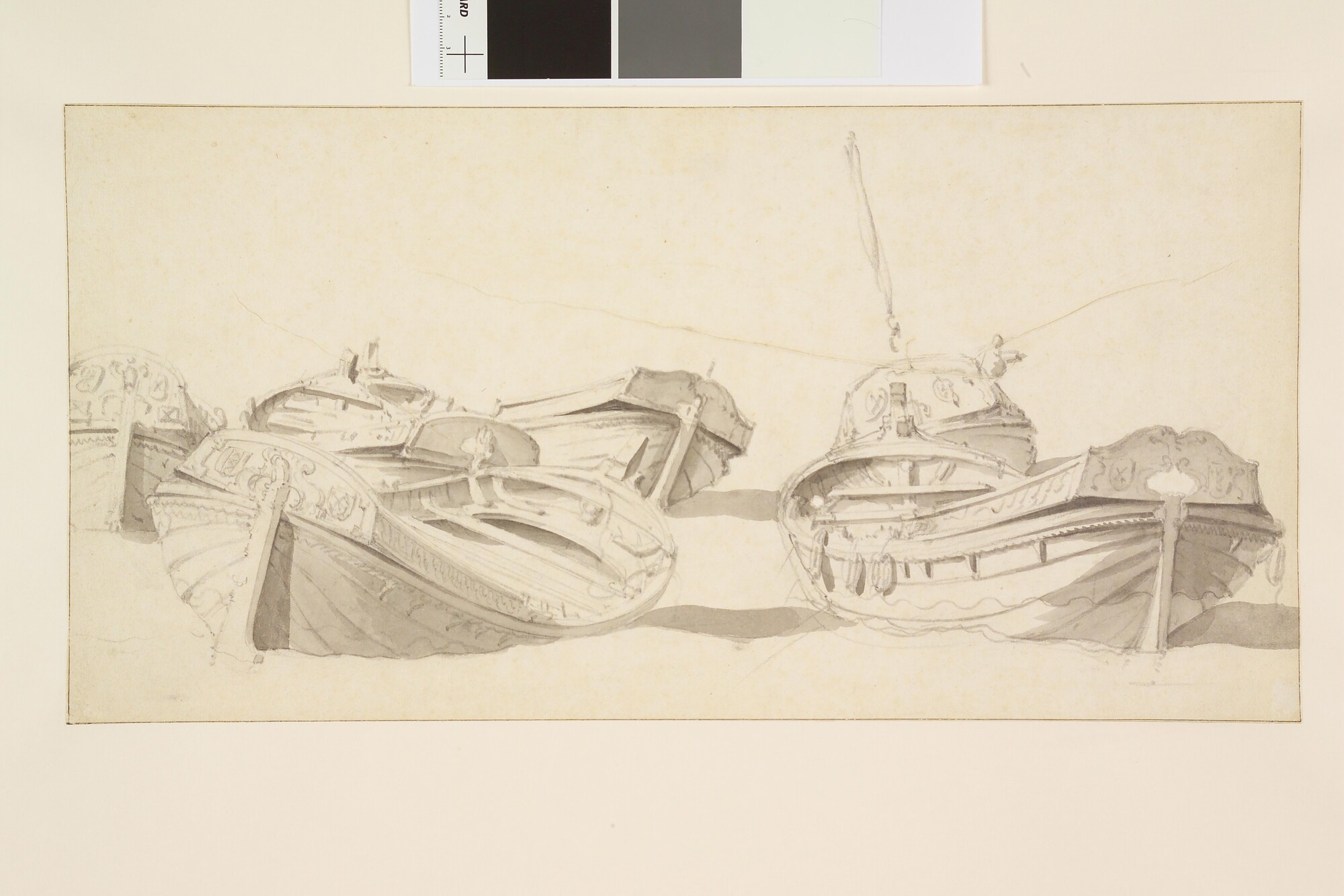 A.0449(01); Zes sloepen van de Admiraliteit van Amsterdam; tekening