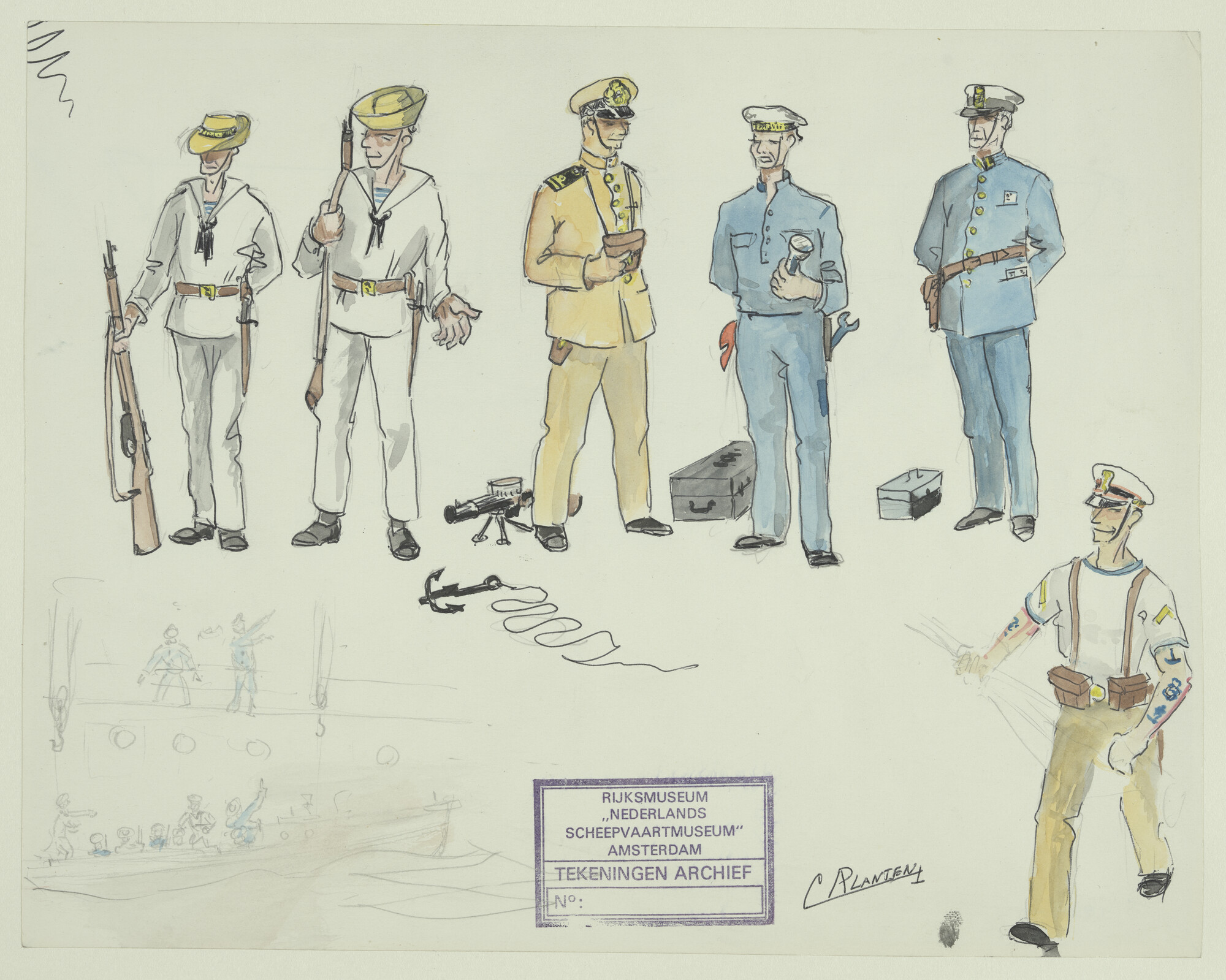 S.4841(04); Marinekleding; tekening