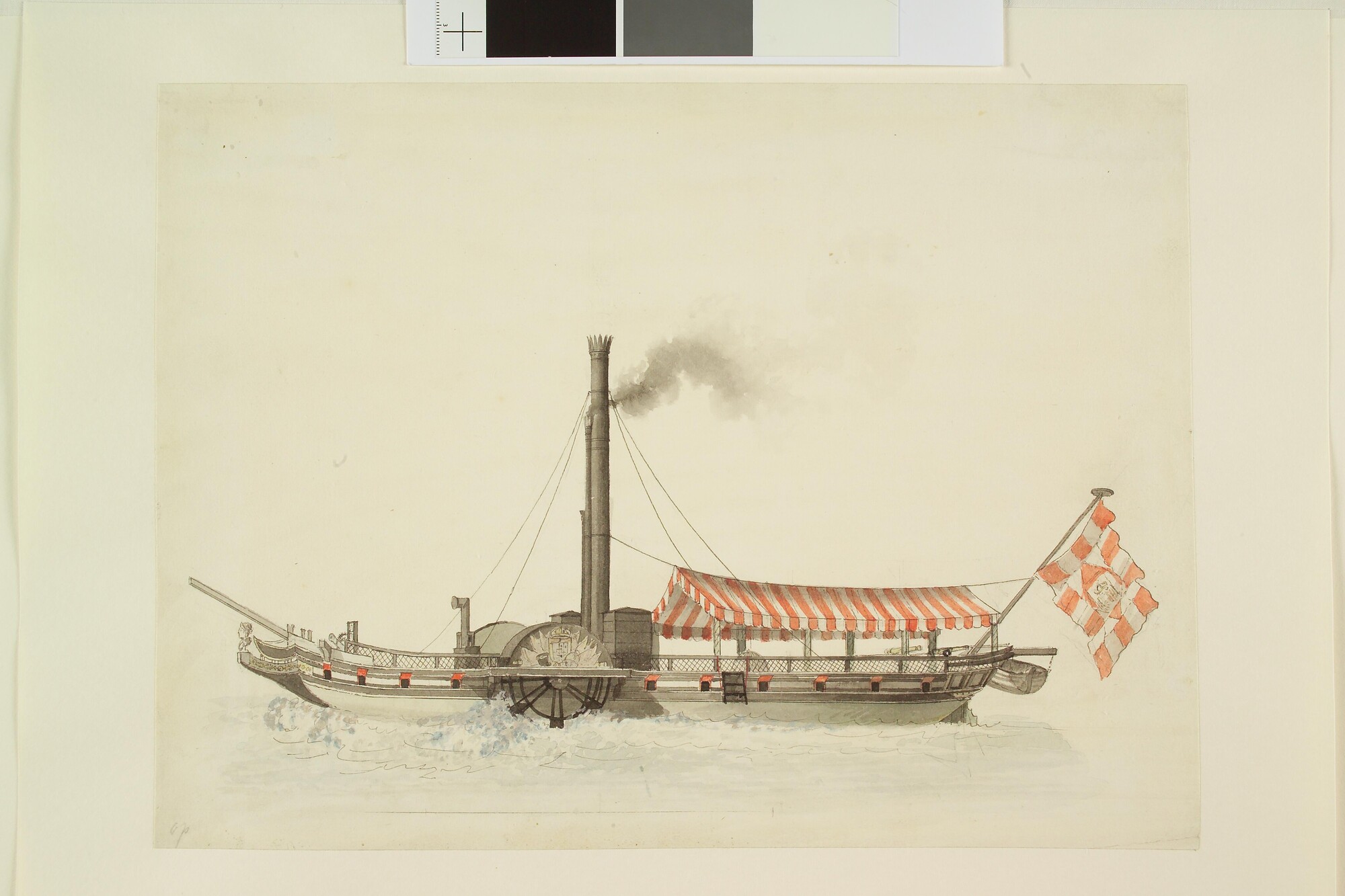 A.0517(02); Het Duitse raderstoomschip 'Koning Willem II'; tekening