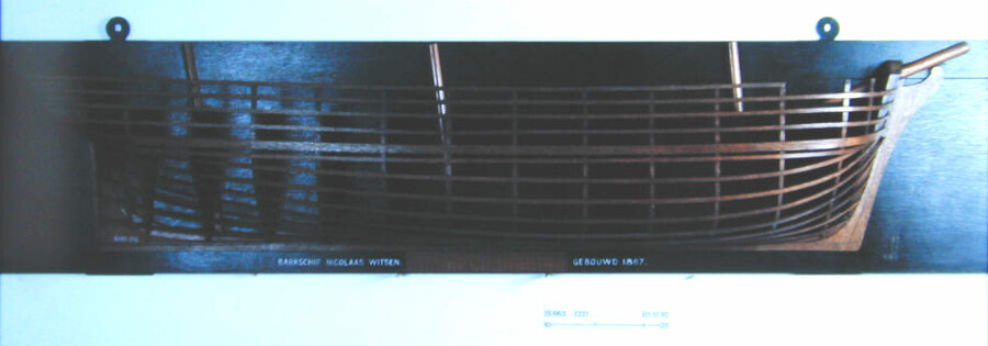 S.0663(22); Halfmodel van het barkschip Nicolaas Witsen; scheepsmodel